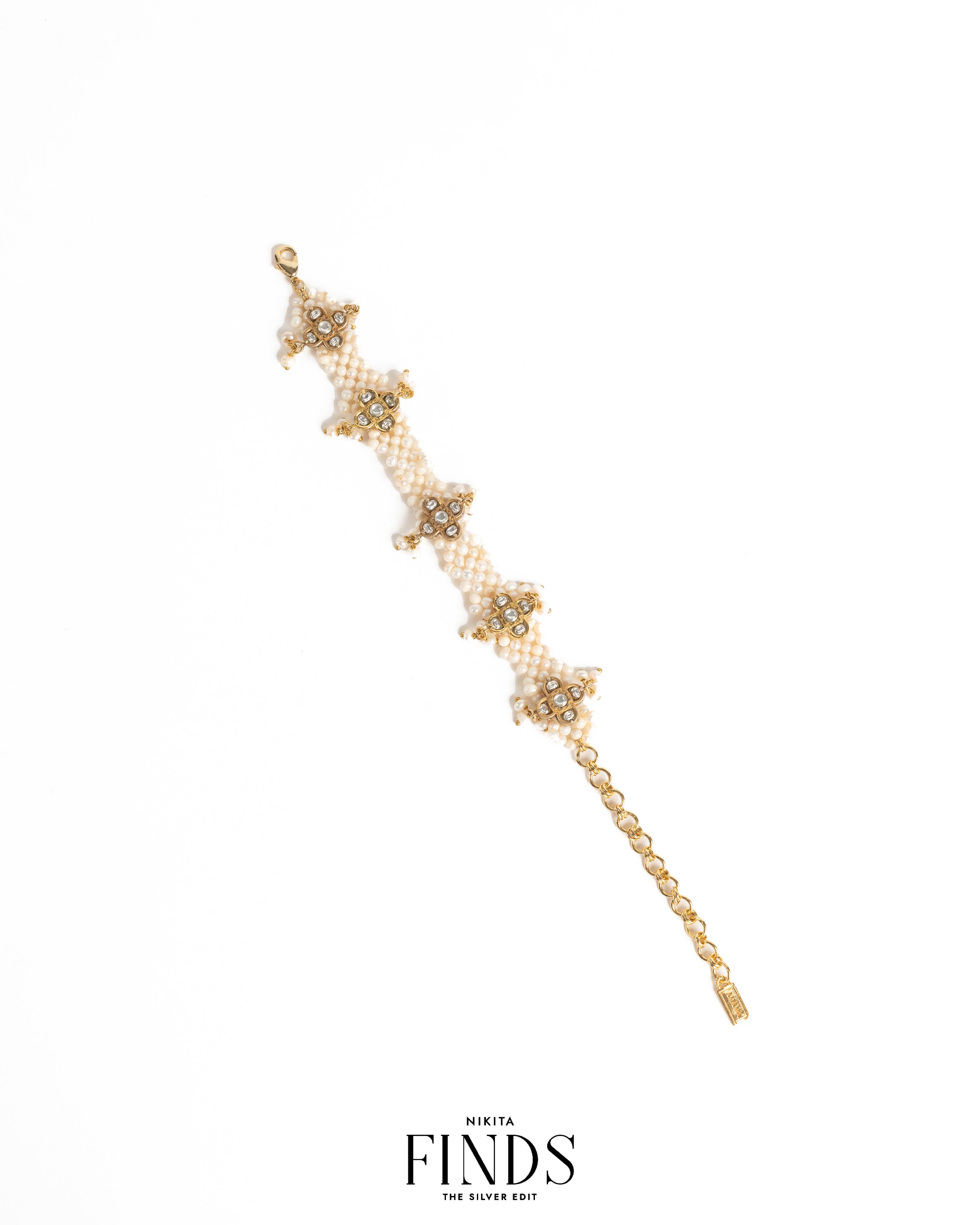 Ishi 925 Silver Gold Plated Freshwater Pearls Bracelet