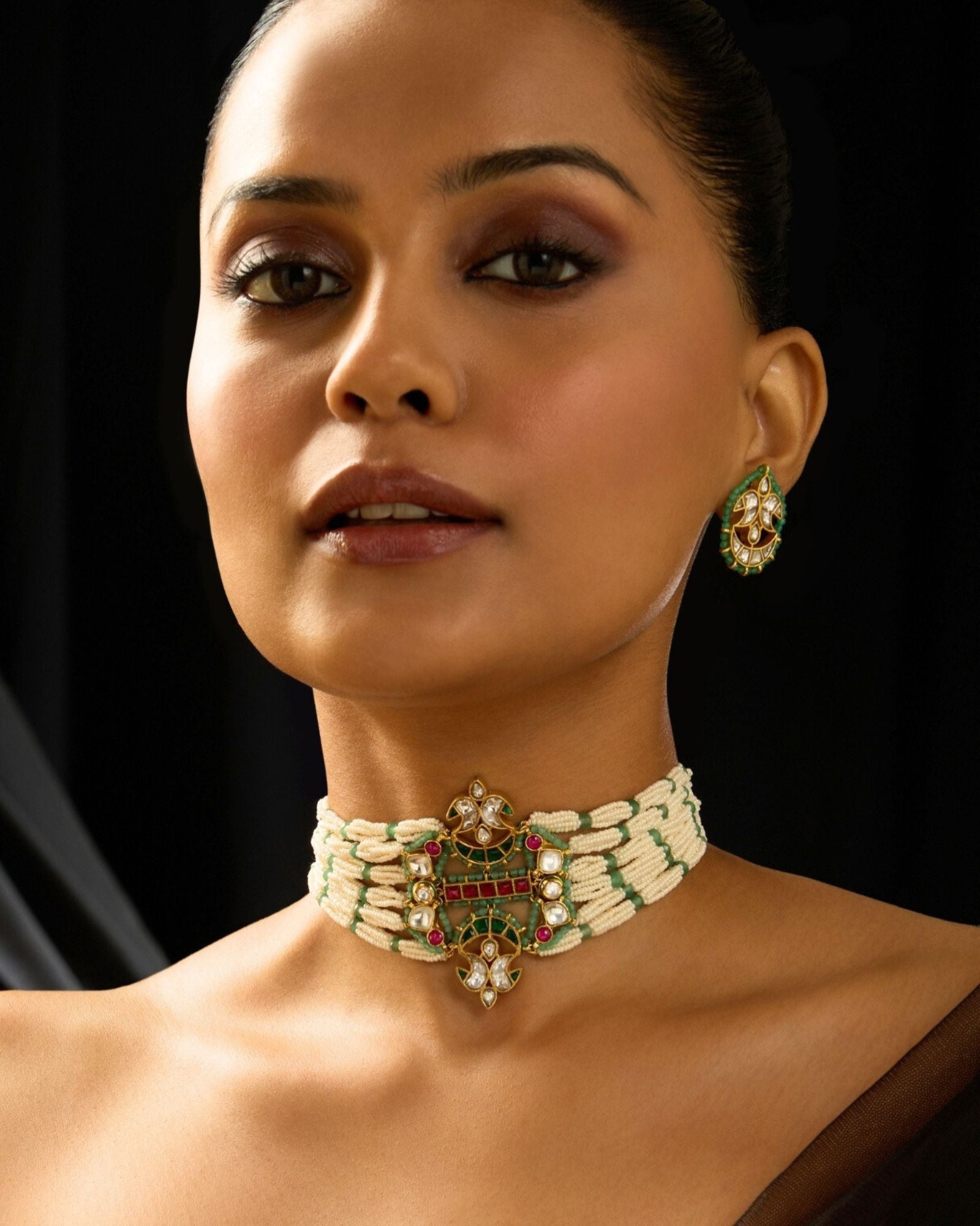 Rajwadi Pearl Choker Set - Main Image