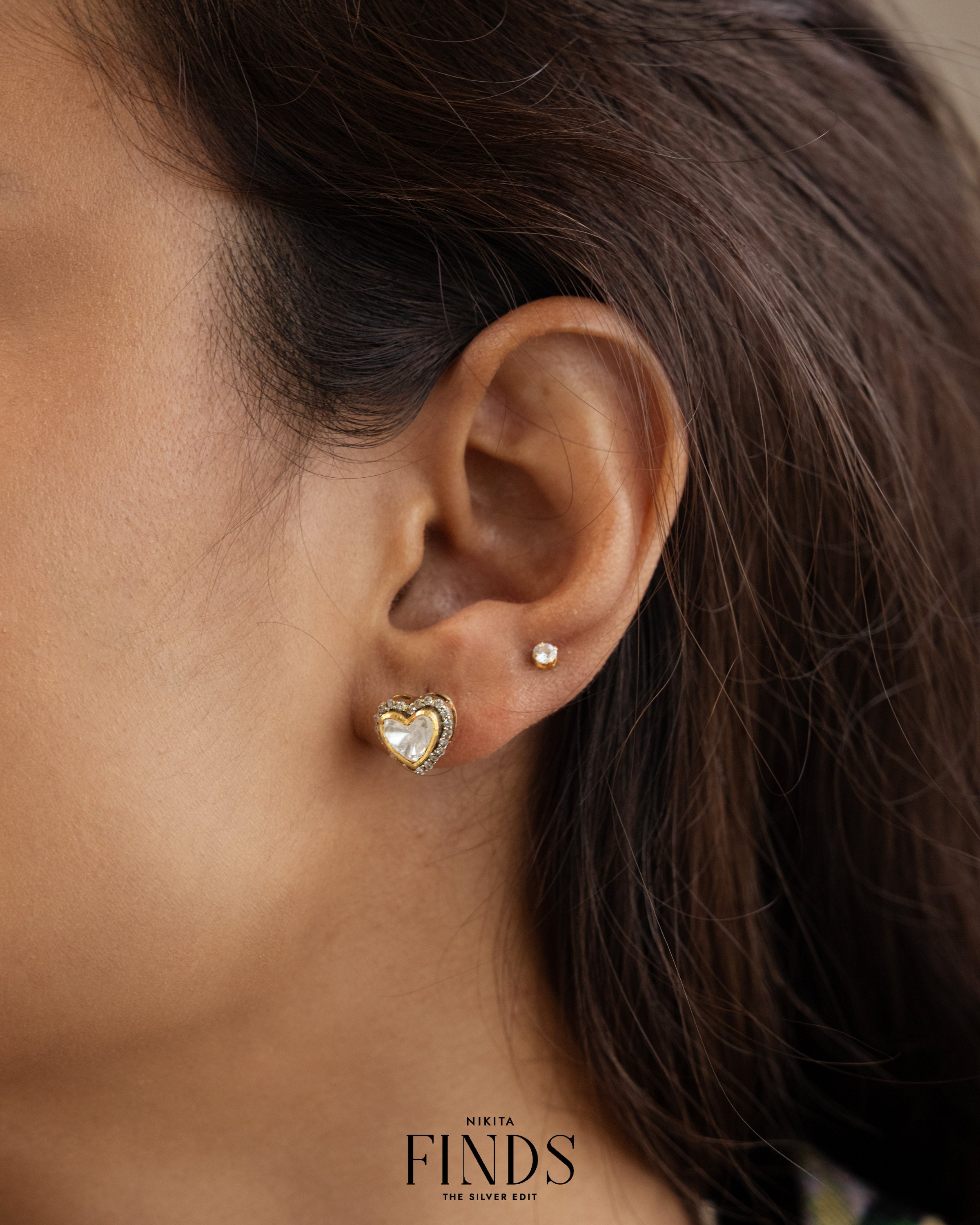 Jiva 925 Silver Moissanite Gold Plated Studs