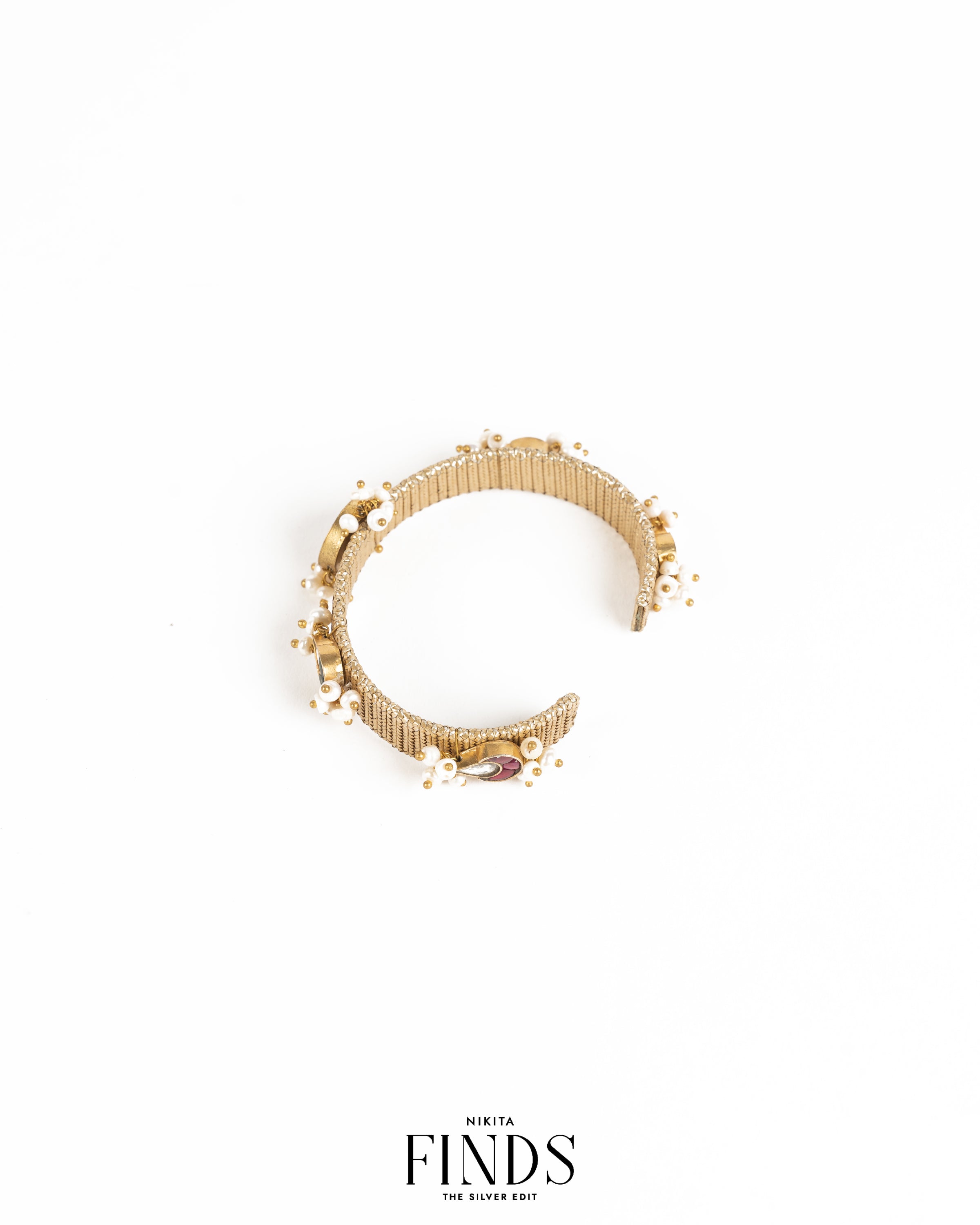 Adhu 925 Silver Gold Plated Freshwater Pearls Cuff