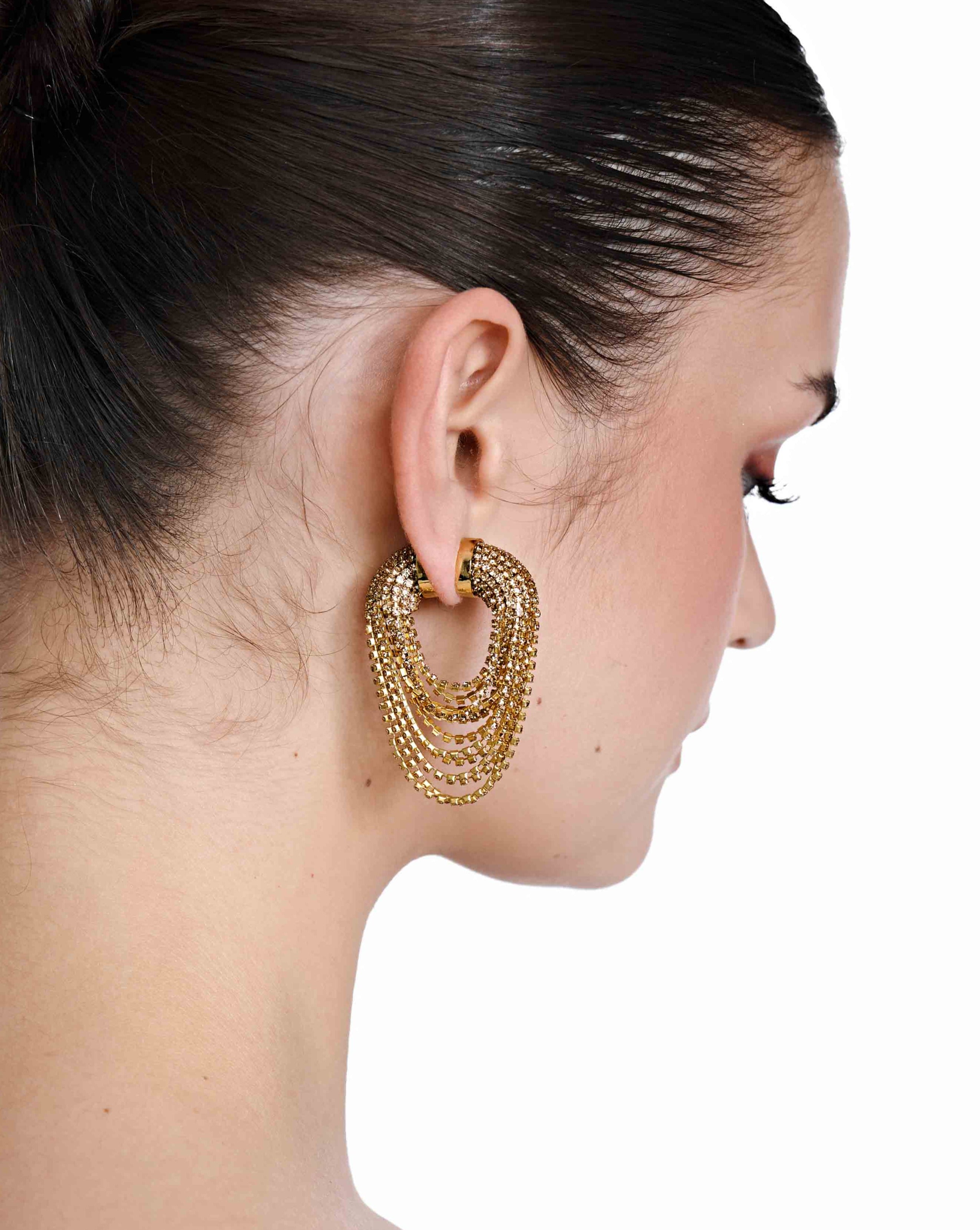 Nano Infinity Danglers In Champagne Gold