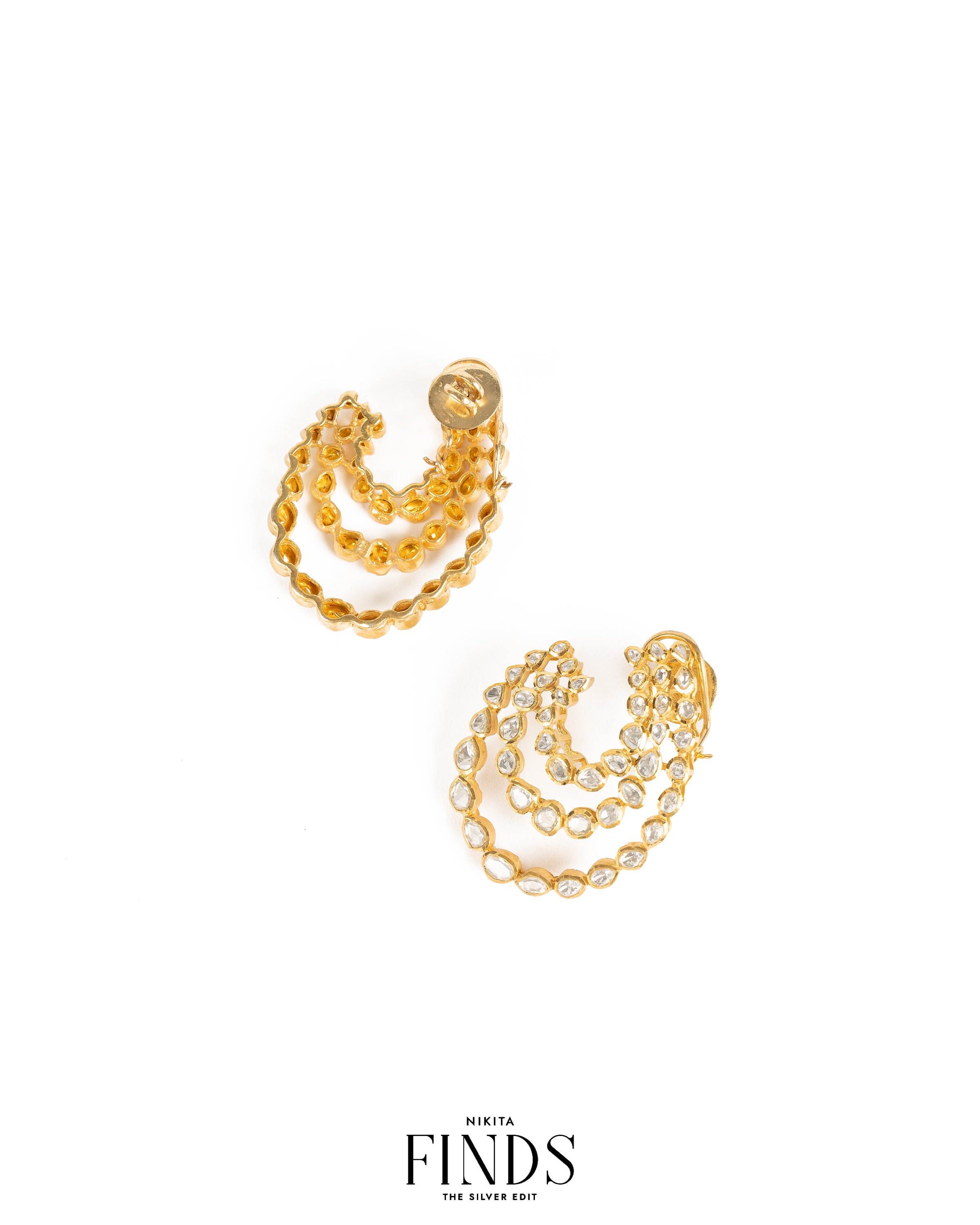 Saru 925 Silver Moissanite Gold Plated Earrings