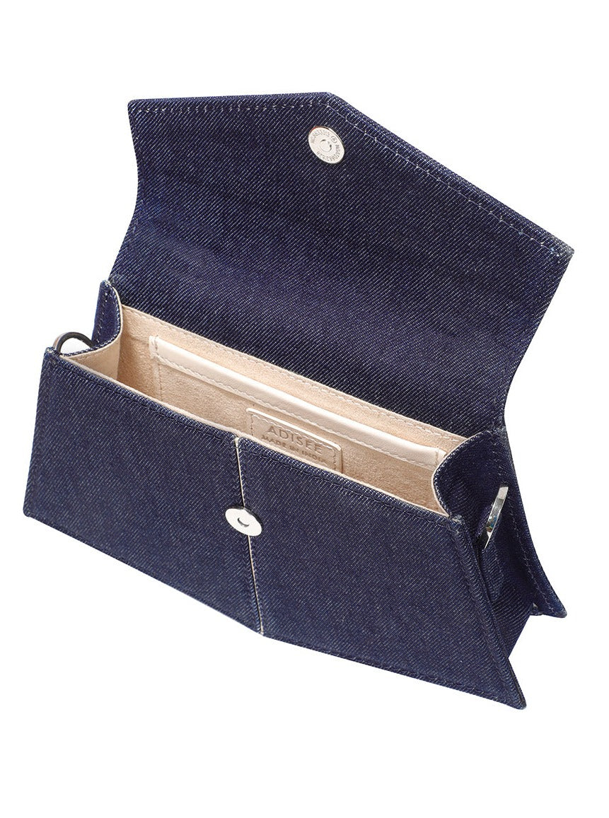 Kendal Handbag In Denim Blue And Ivory