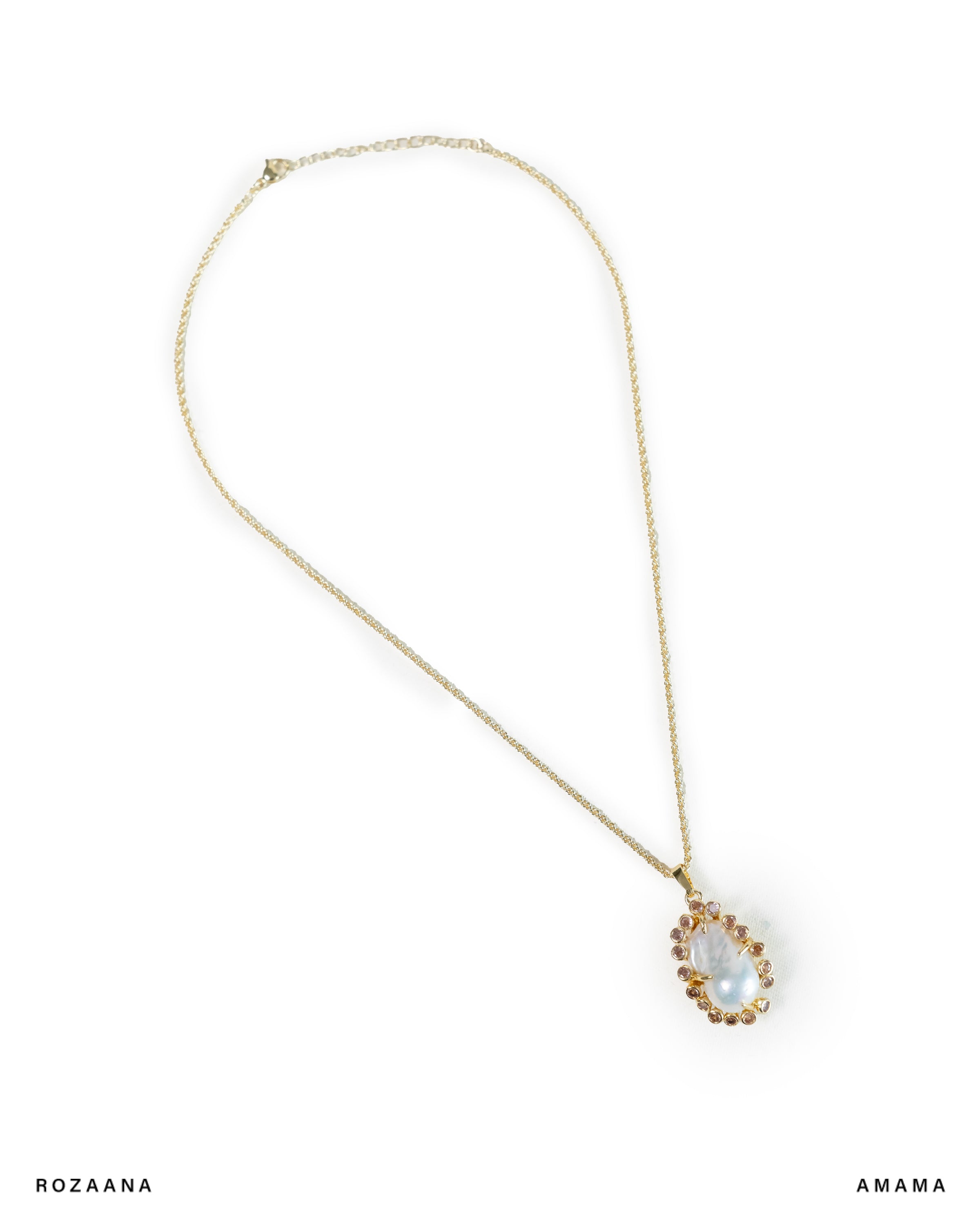 Tiya Pearl Necklace with Pink Zircon