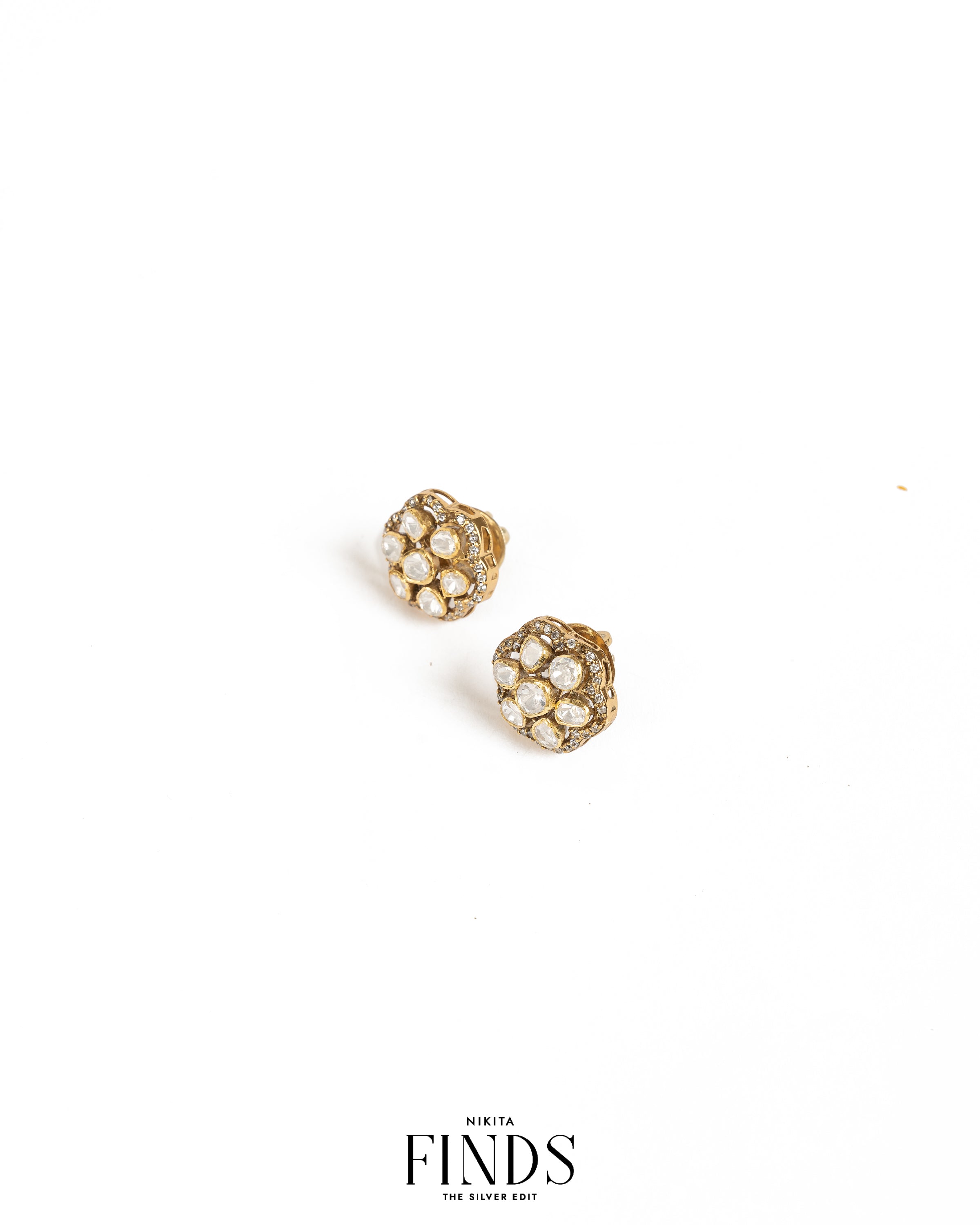 Sri 925 Silver Moissanite Gold Plated Studs