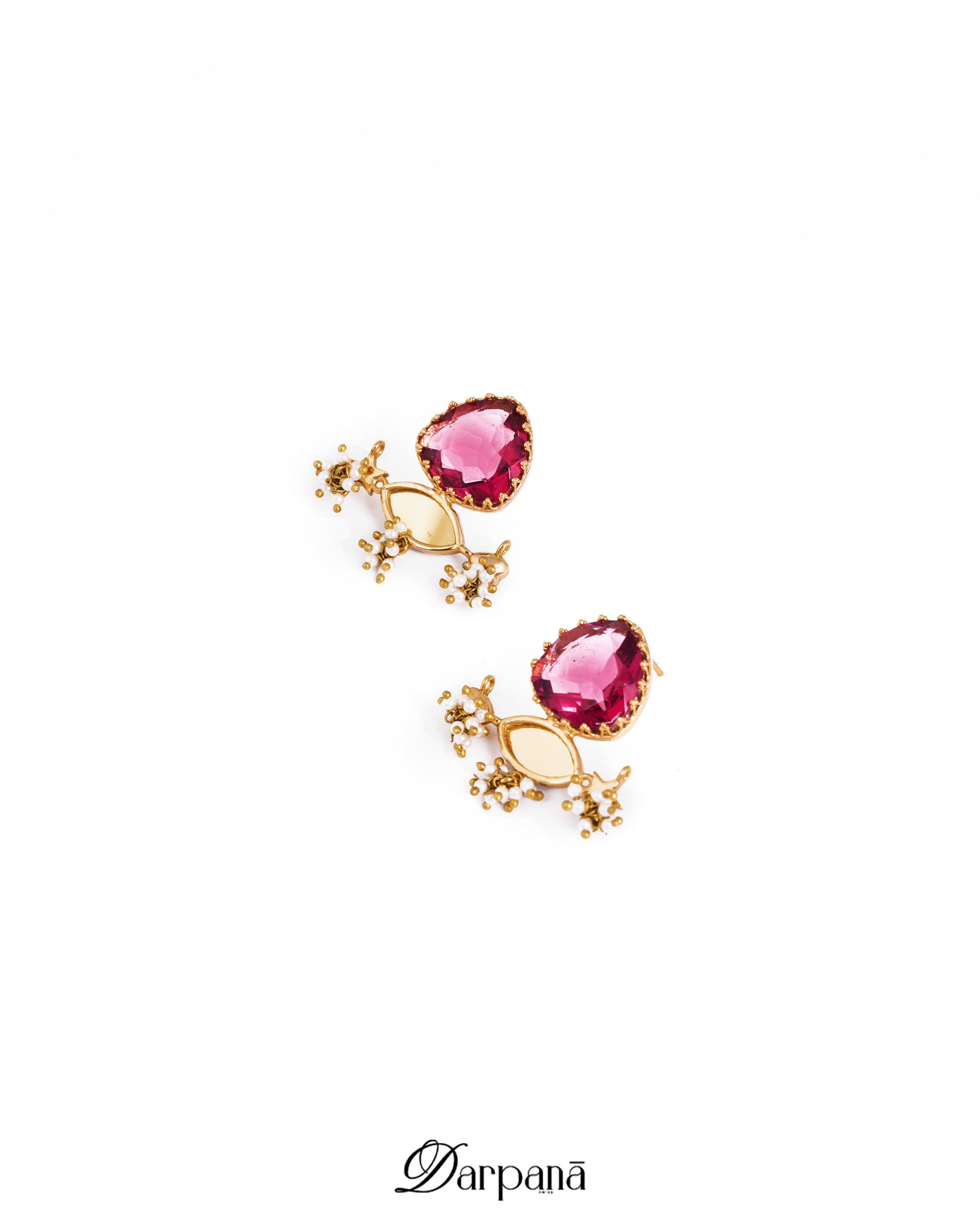Surya Darpan Studs in Red