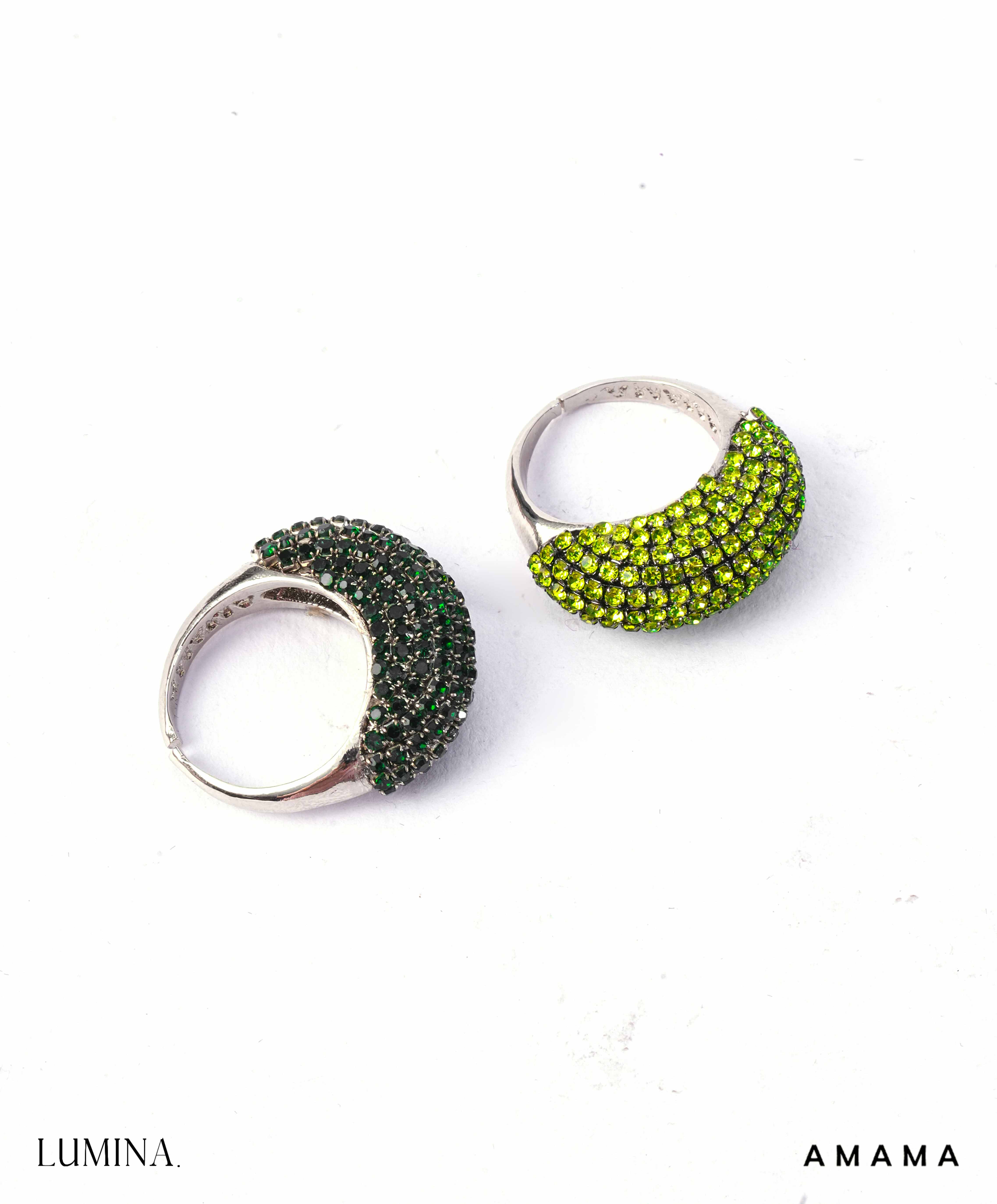 Amama,Nova Rings In Forest Green (Set Of 2)
