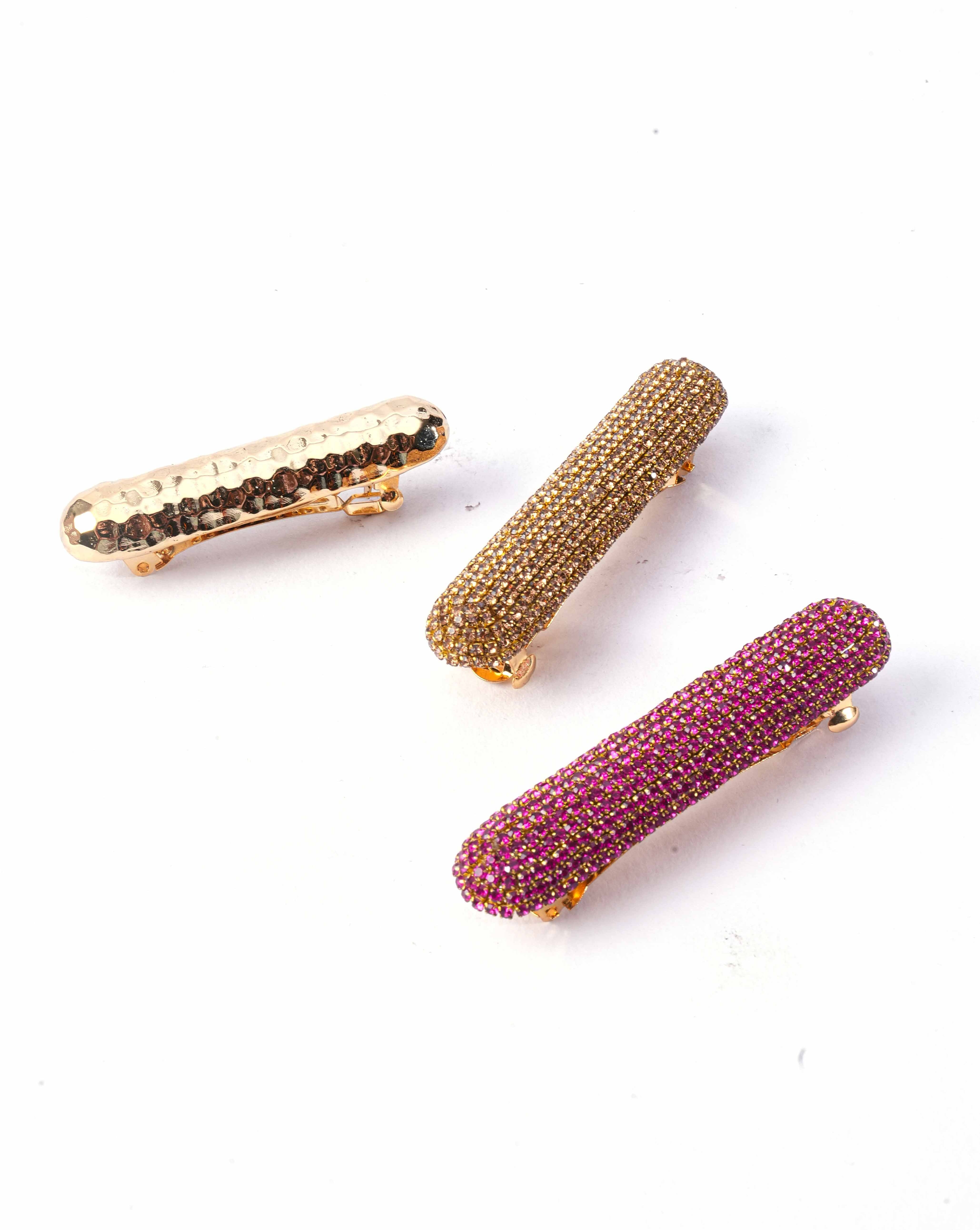Nova Barette Clips In Gold (Set Of 3)
