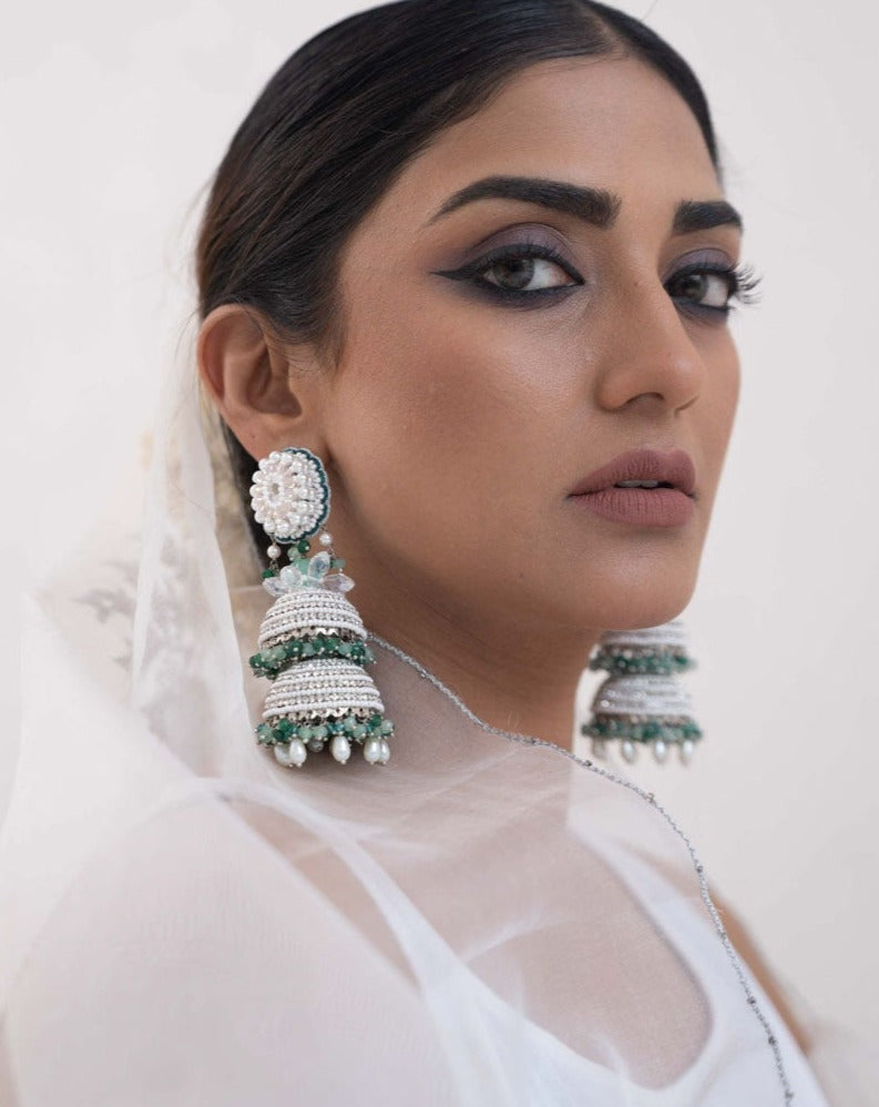 Trellis Layered Earrings In Green Onyx