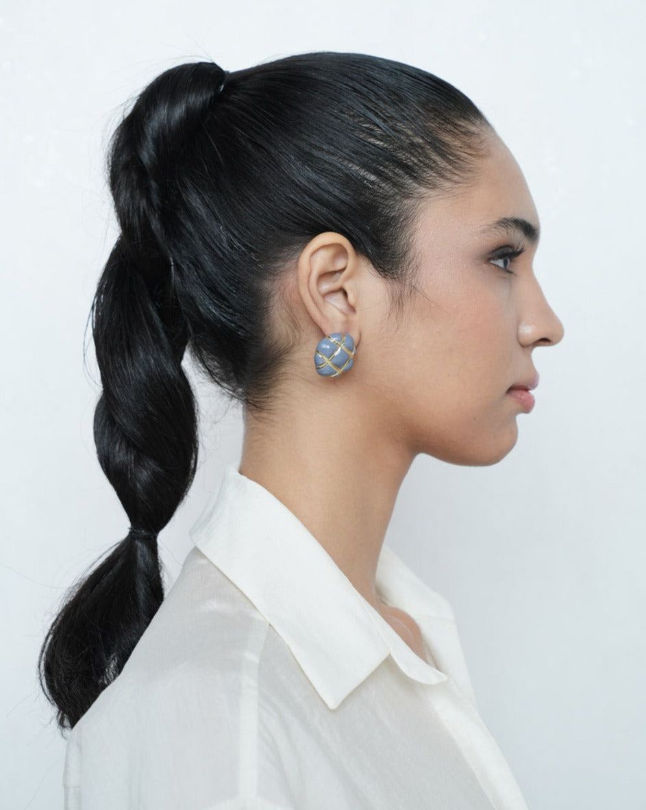 Blue Criss Cross Studs