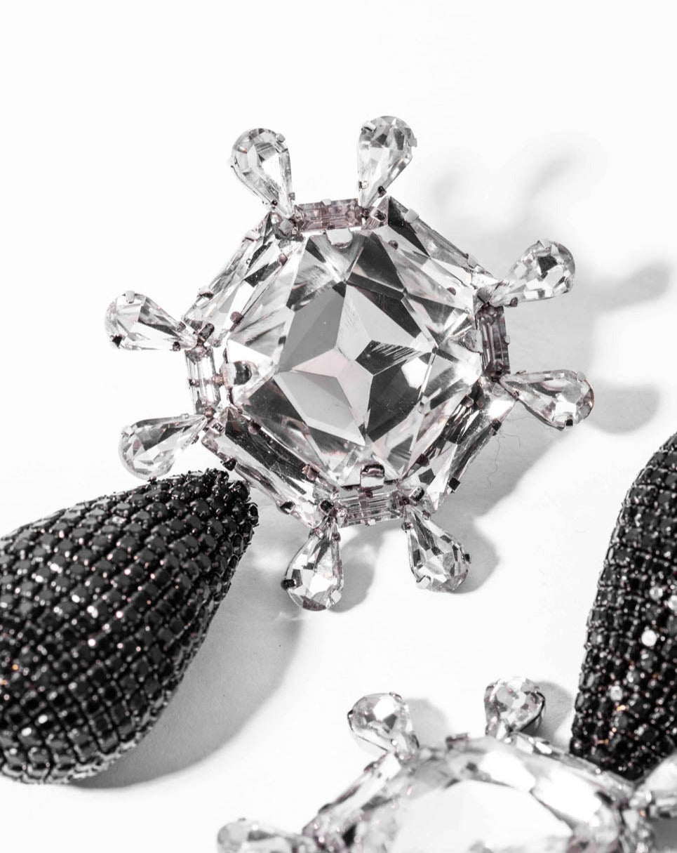 Aster Earrings In Charcoal Black Amama