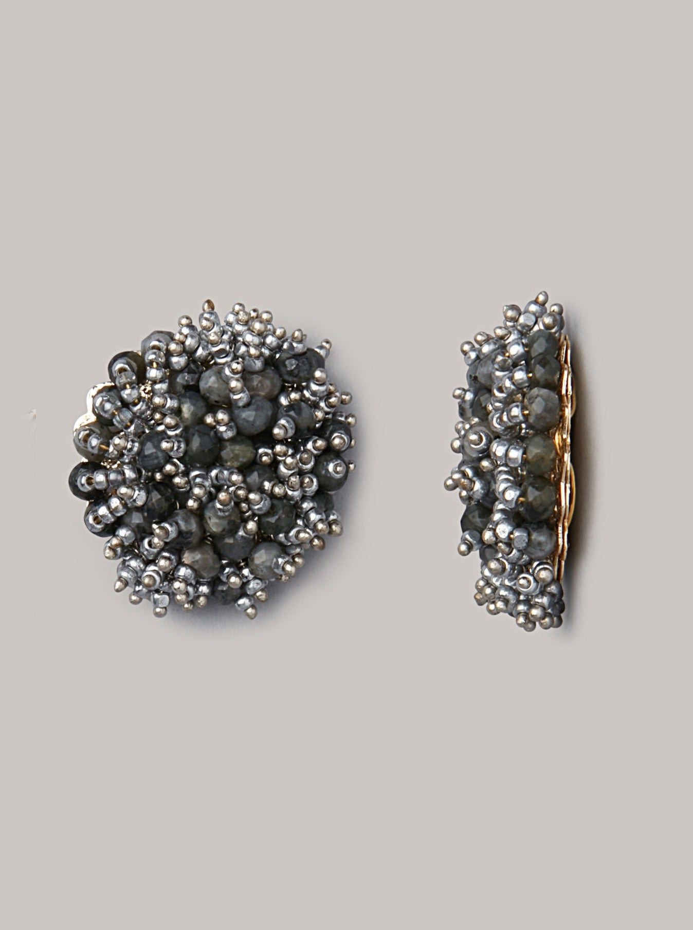 Amama,Black And Silver Statement Stud Earrings