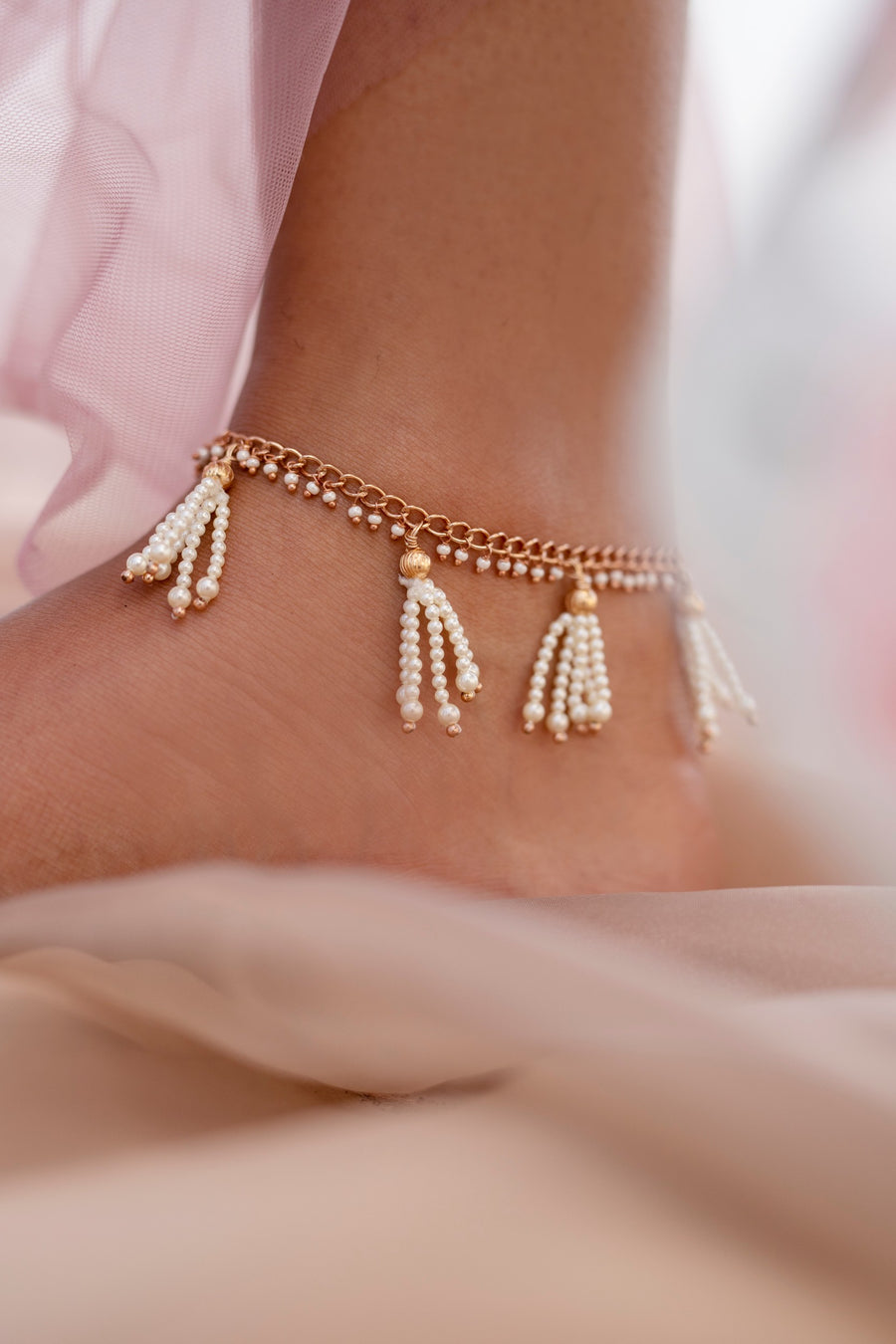 White Pearl Anklets
