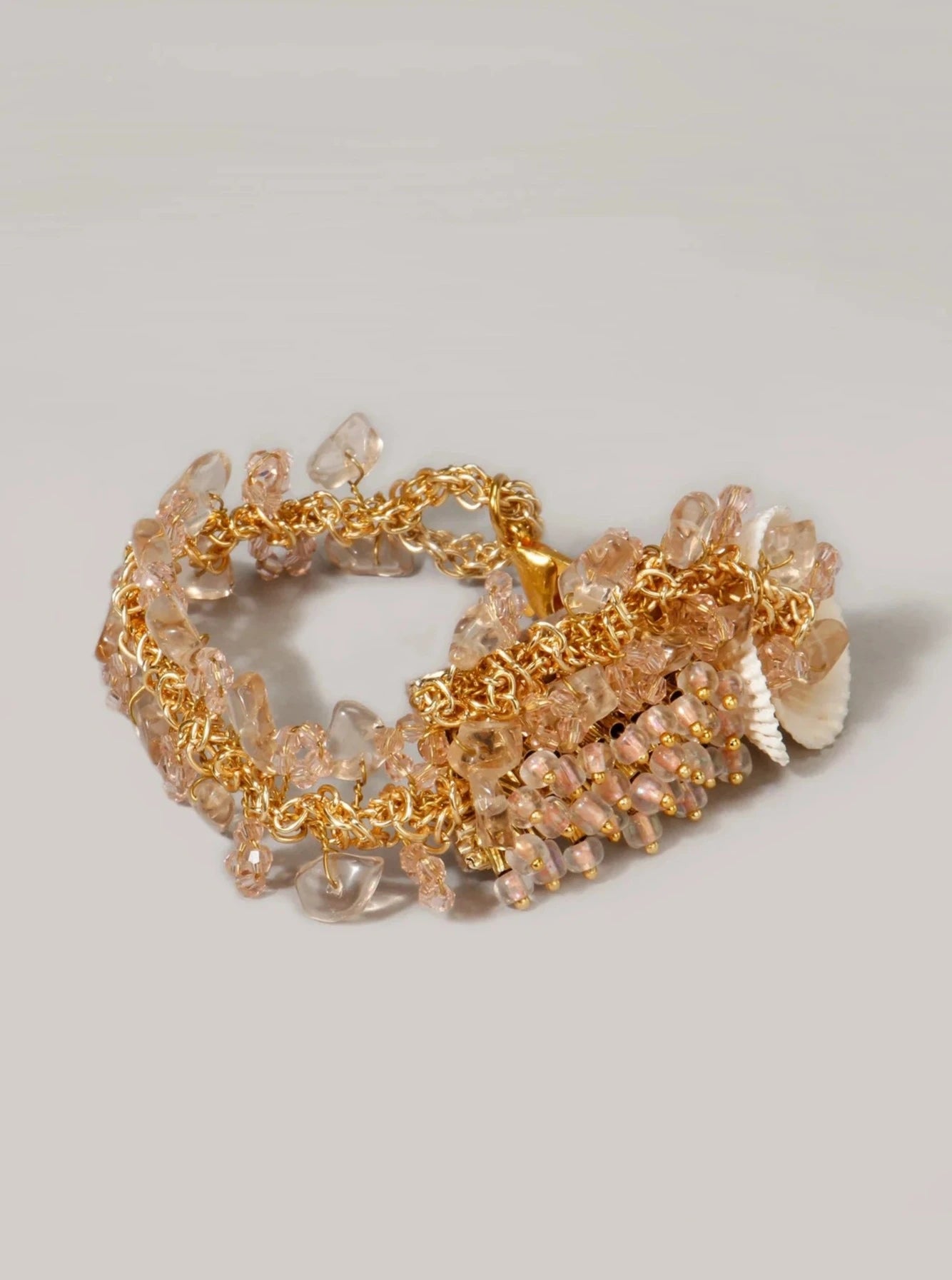 Amama,Begonia Trendy Cluster Pink Shell Bracelet