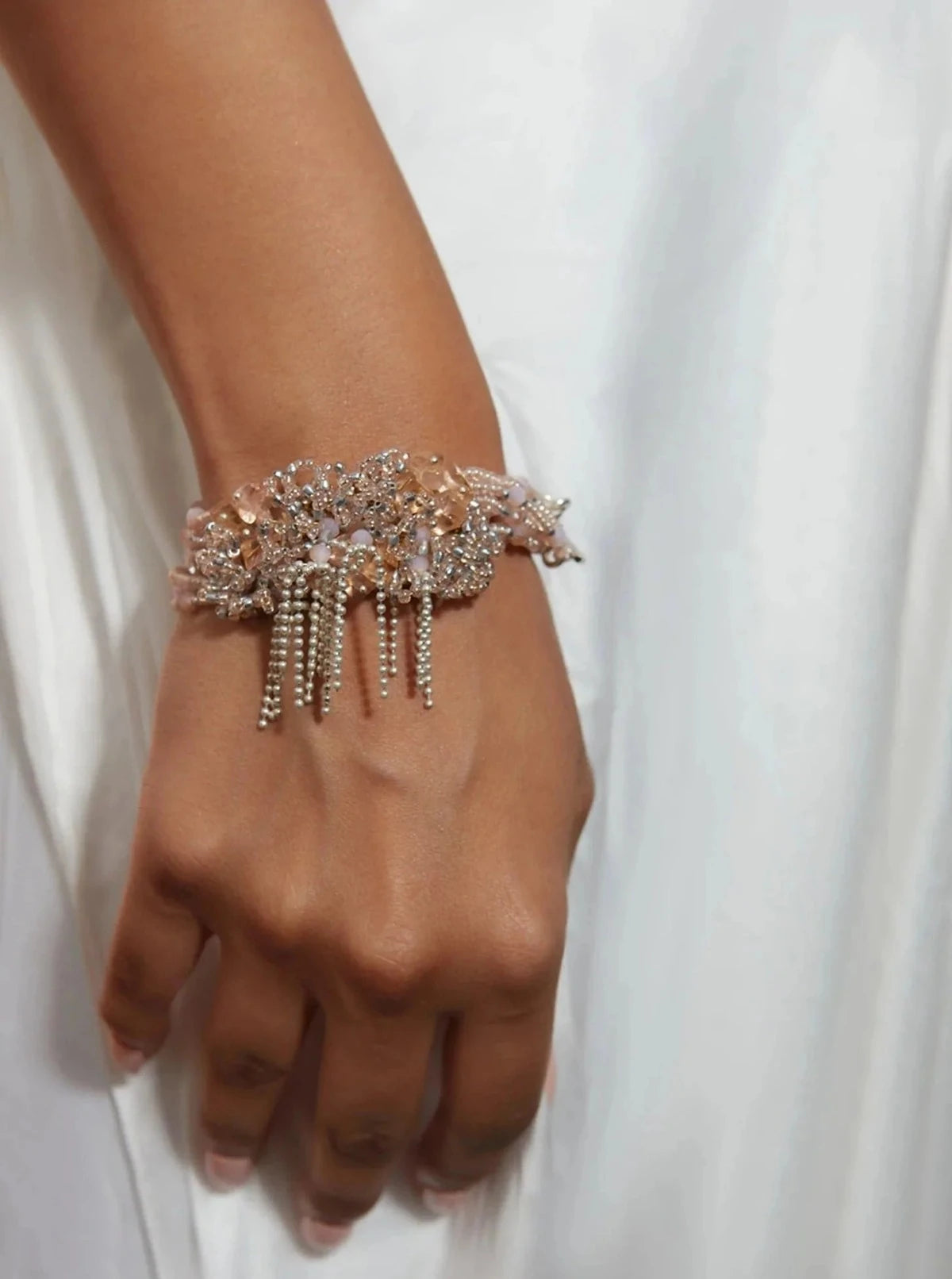 Amama,Pink And Silver Women Wear Bracelet