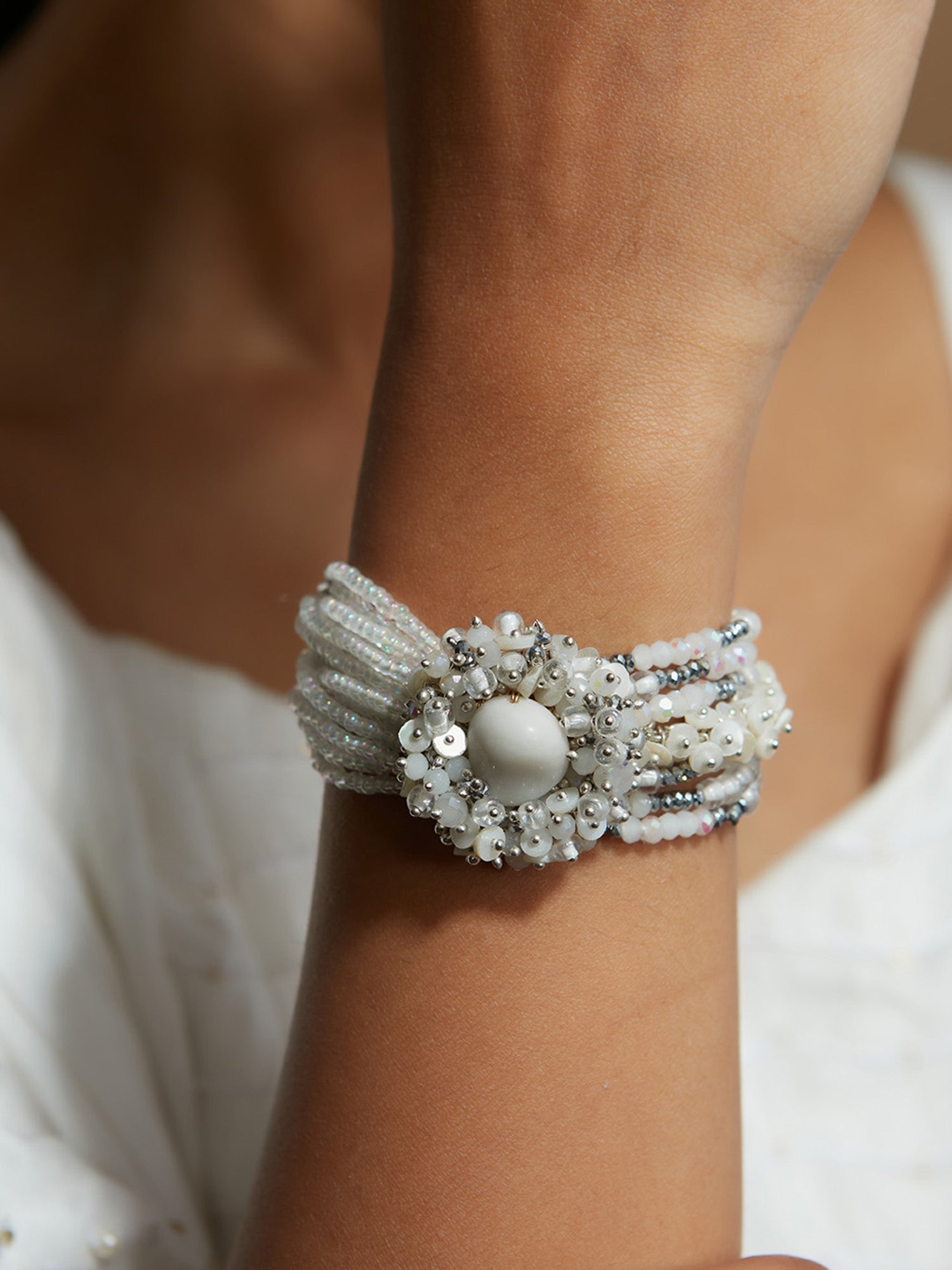 Amama,Classic Handmade Versatile Off-White Bracelet