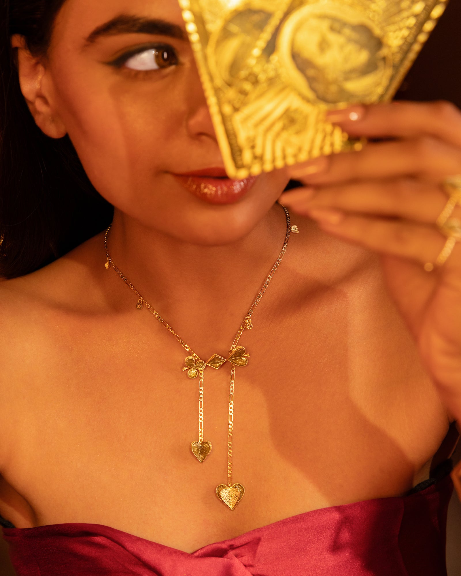 Double Heart Suits Chain Neckalce