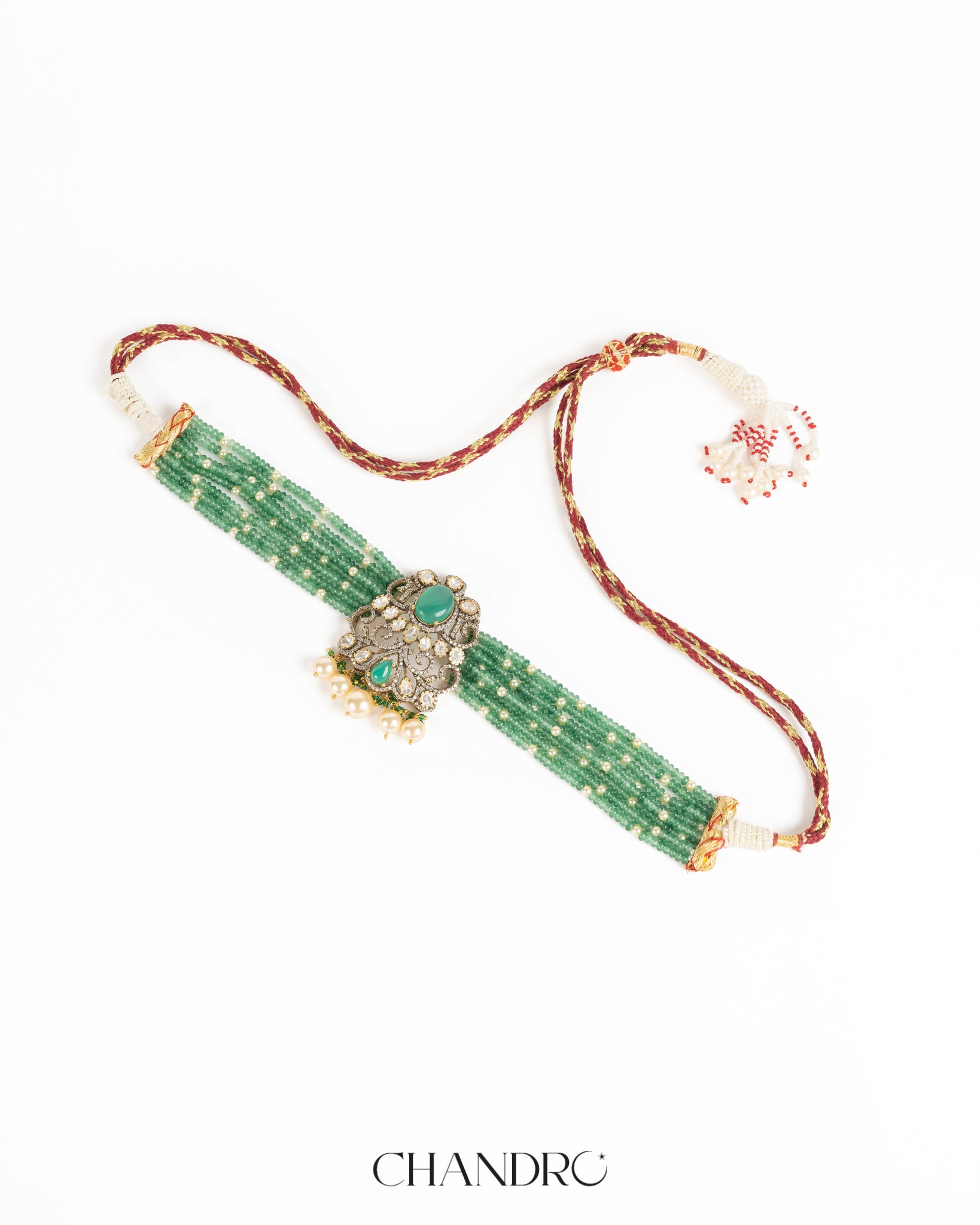 Bhavi Emerald 925 Silver Moissanite Gold Plated Necklace