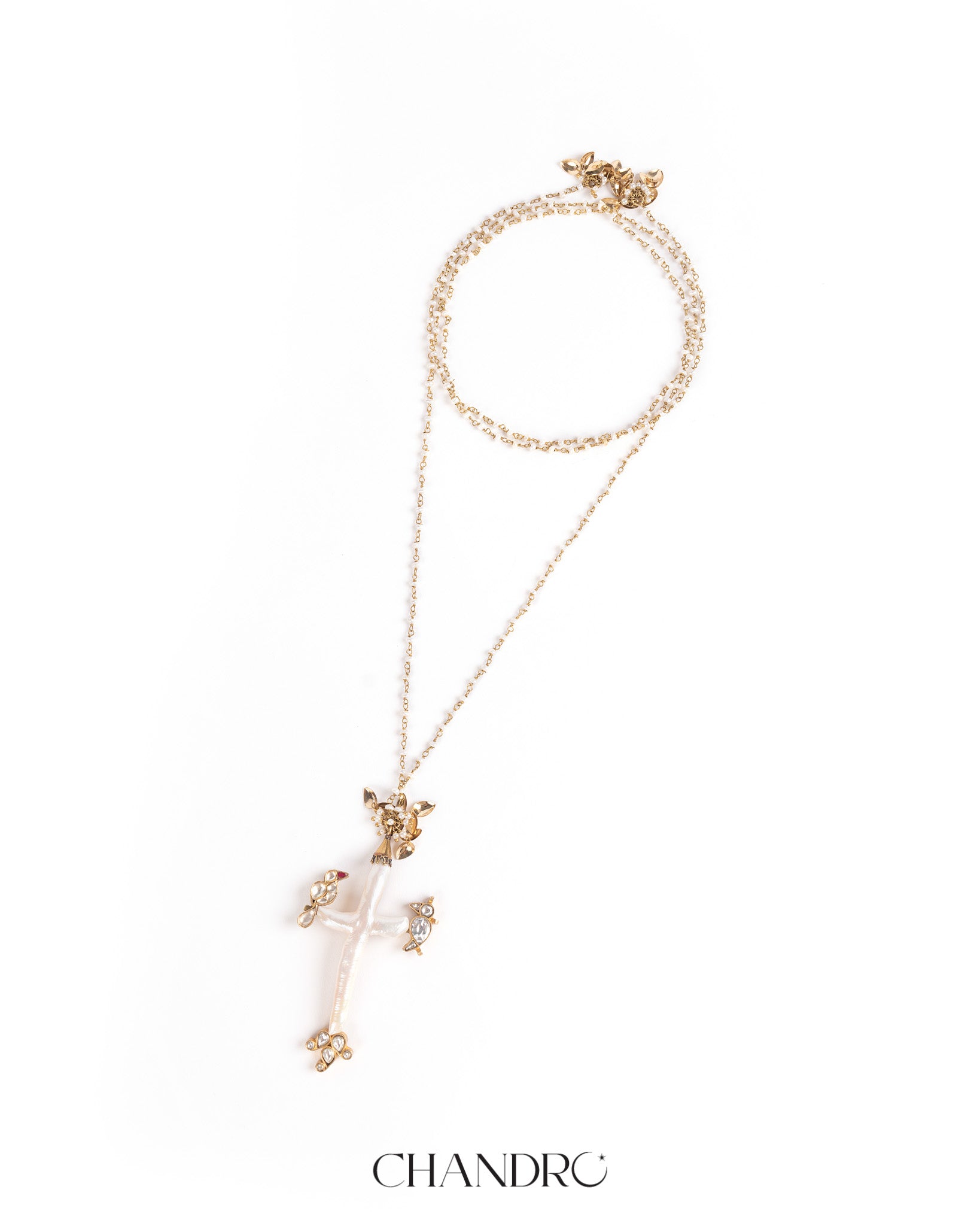 Raku Baroque 925 Silver Gold Plated Freshwater Pearls Necklace