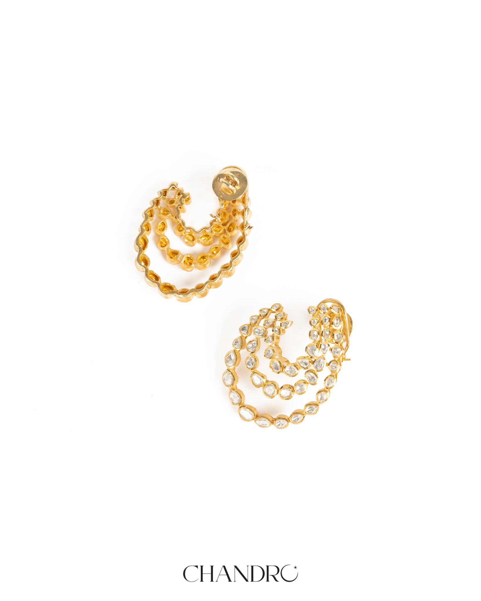 Saru 925 Silver Moissanite Gold Plated Earrings