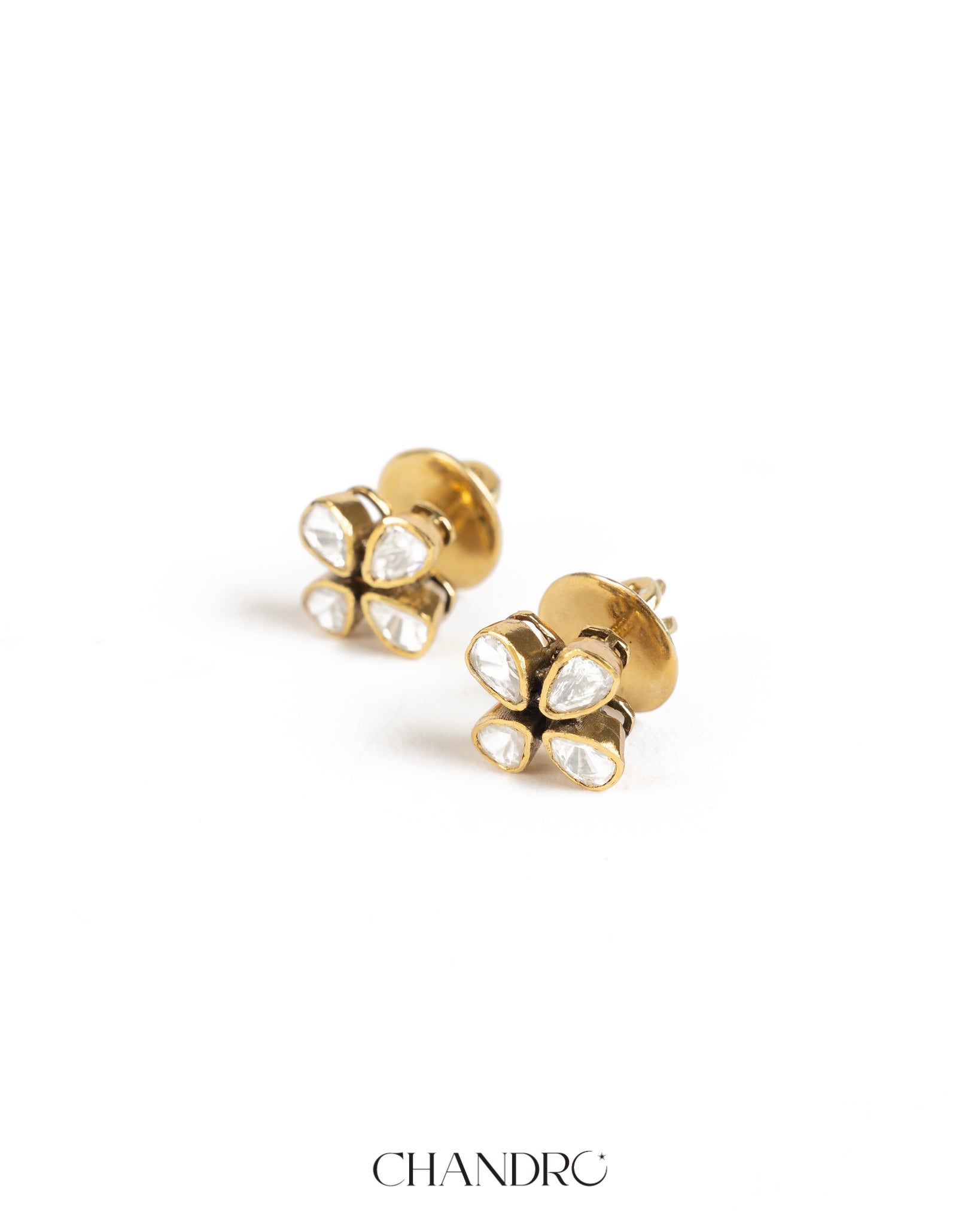 Anuja 925 Silver Moissanite Gold Plated Studs