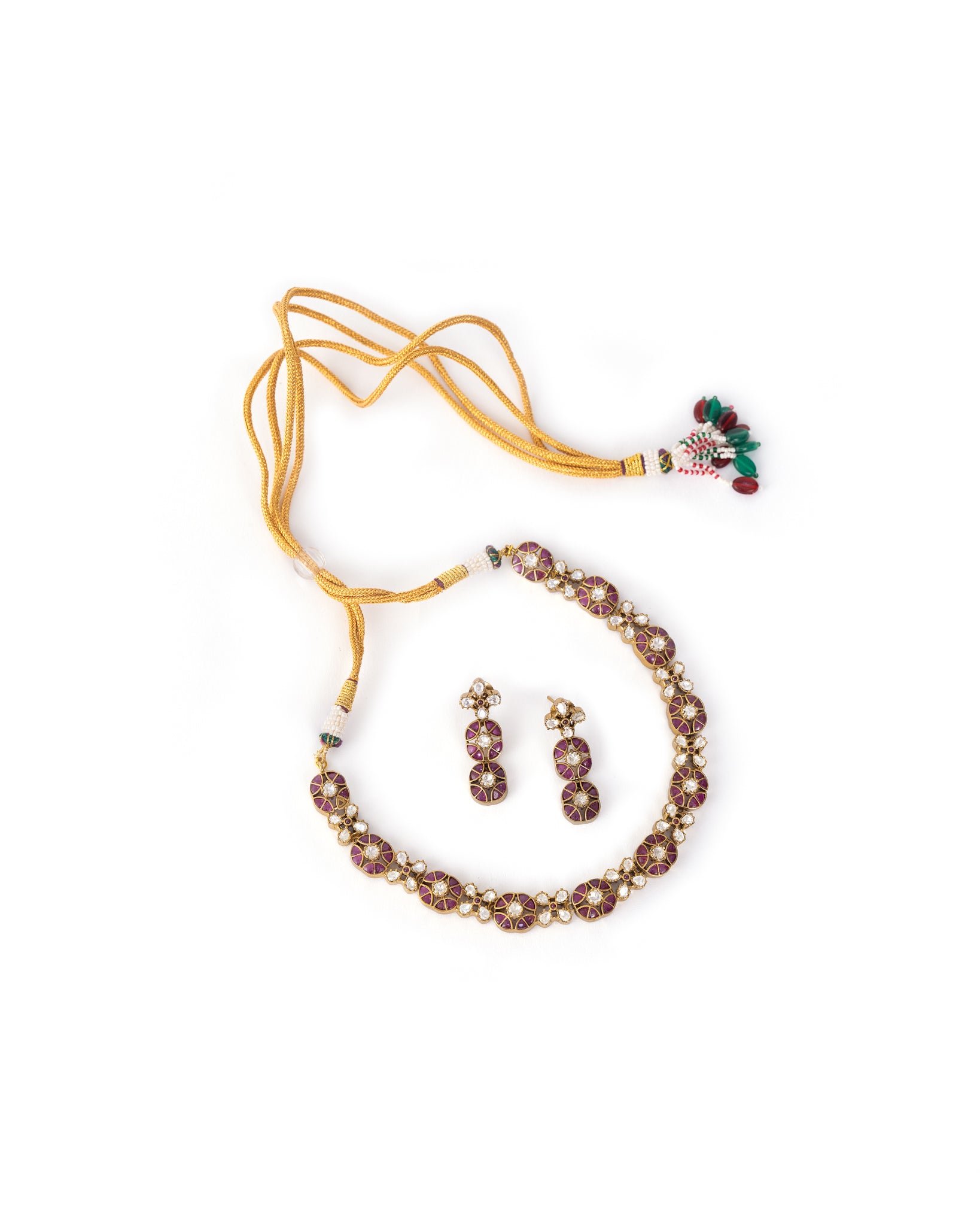 Ruby Red Flora Kundan Necklace Set