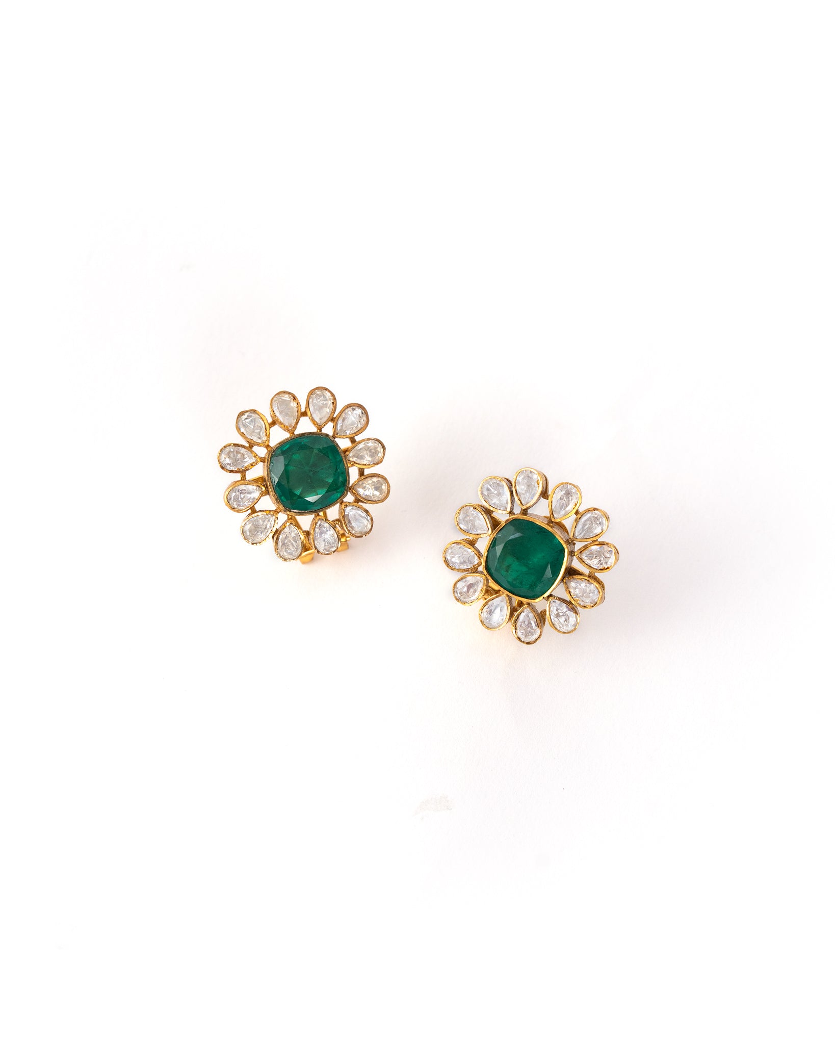 Emerald Kundan Studs