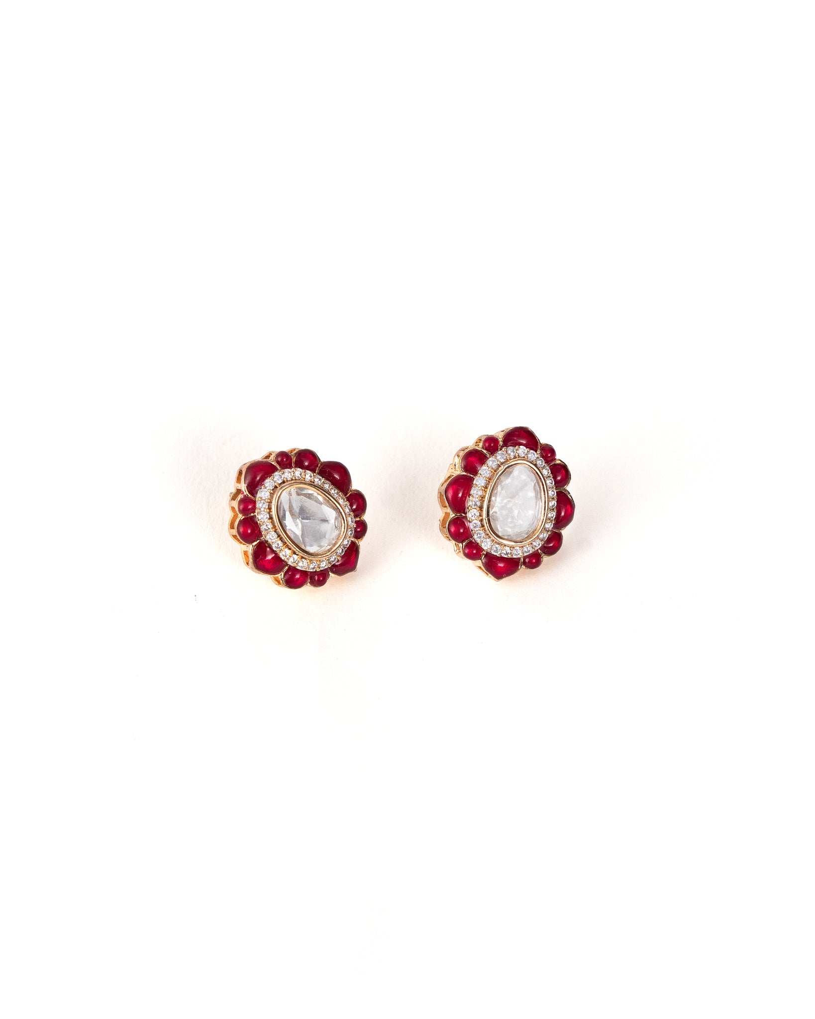 Ruby Red Kundan Studs