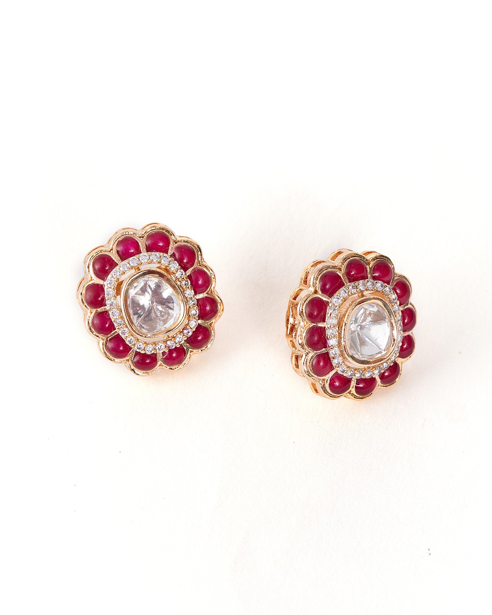 Ruby Red CZ Kundan Studs