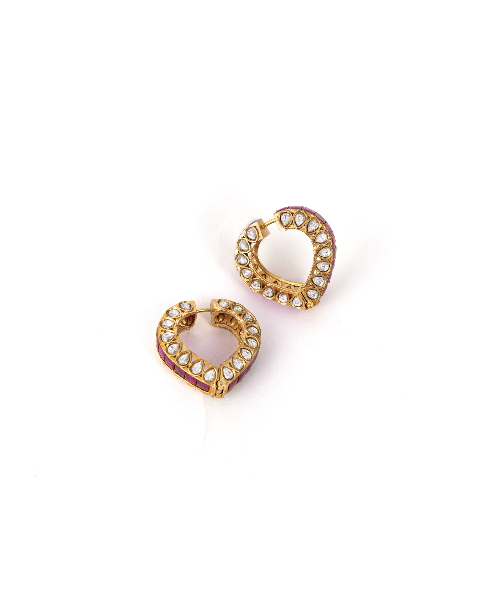 Ruby Red Kundan Hoops