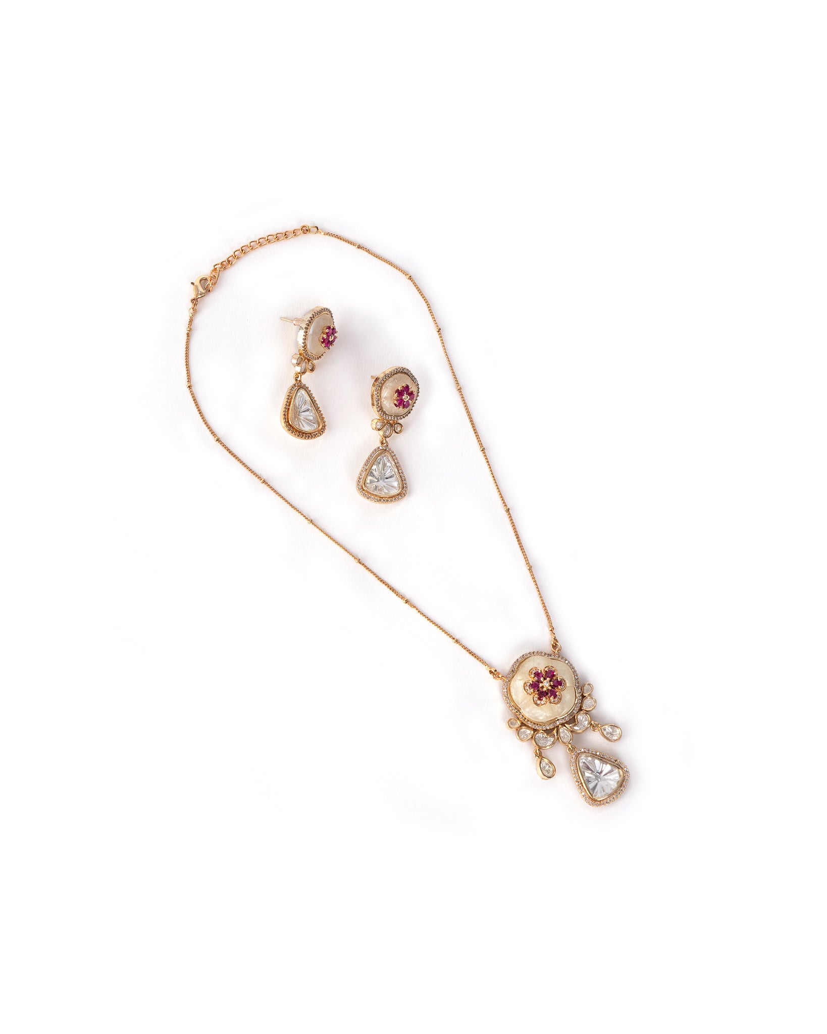 Flora Gold Kundan Necklace Set