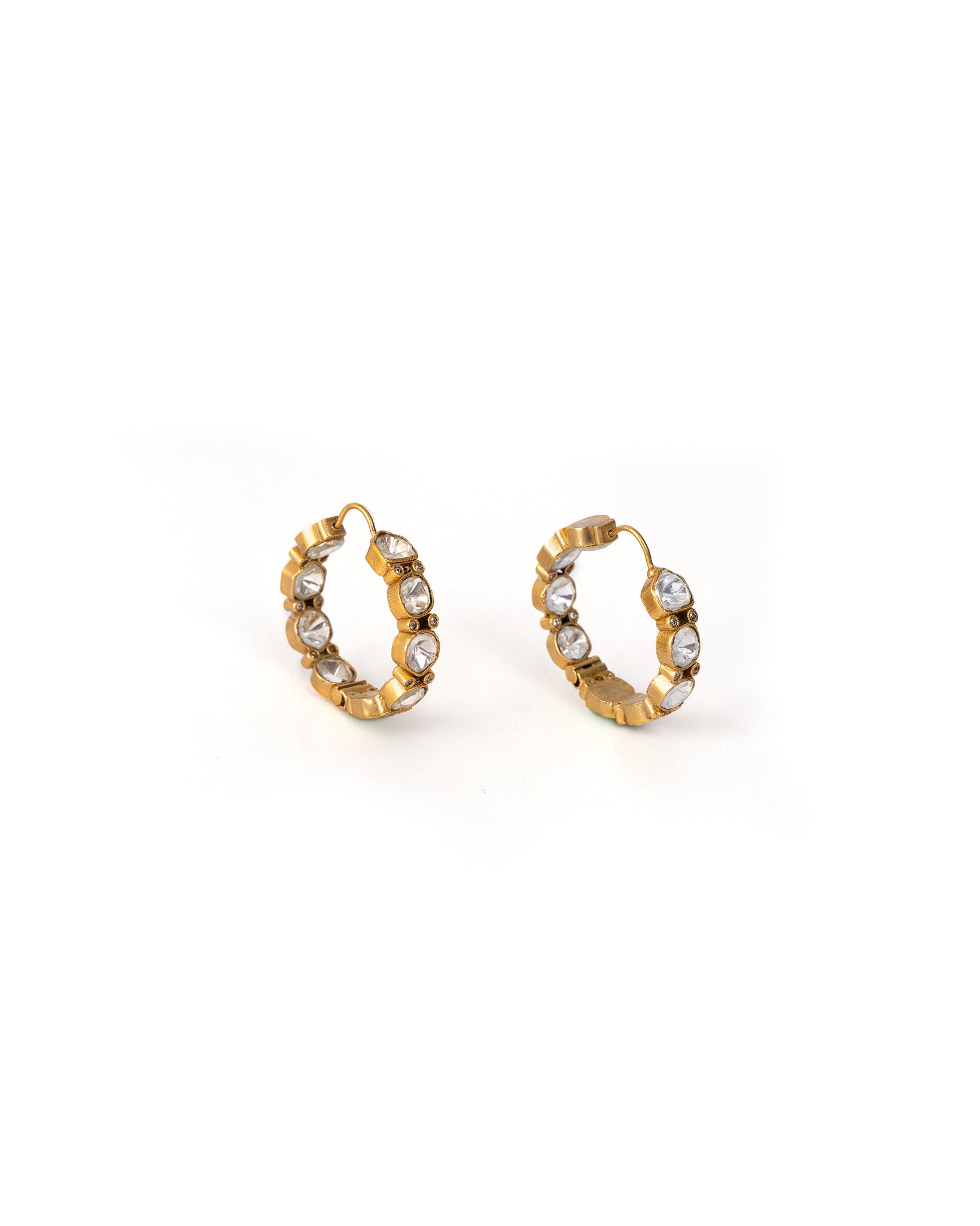 Arunya Gold Kundan Hoops