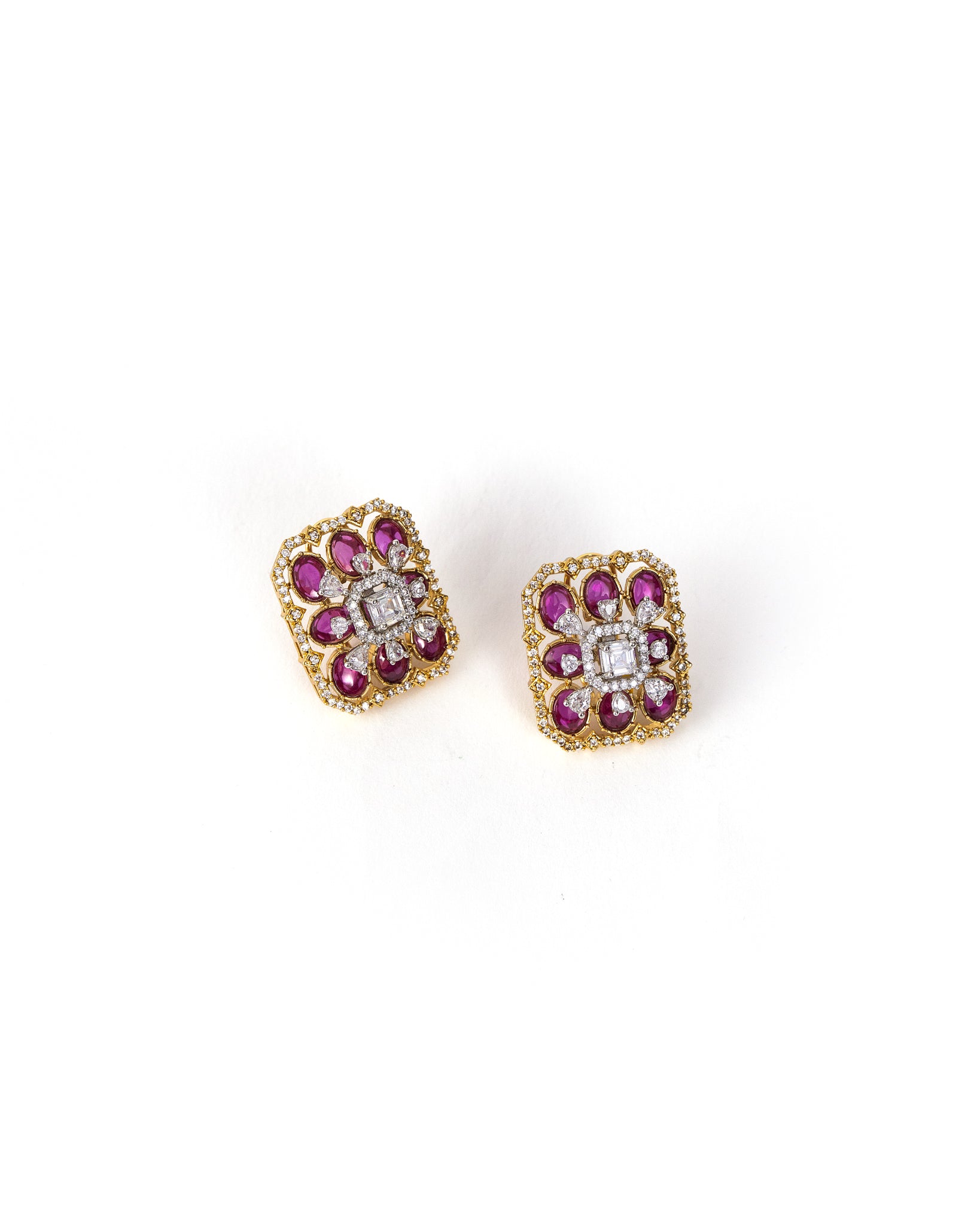 Ruby Red Zircon Studs