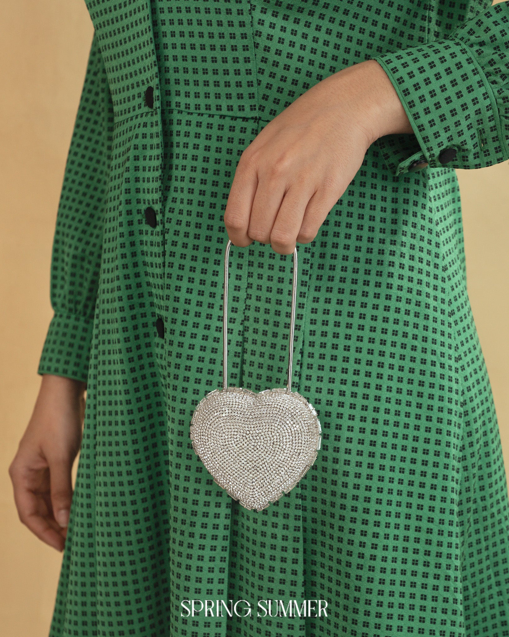 Heart Lock Nano Bag in Sparkling White