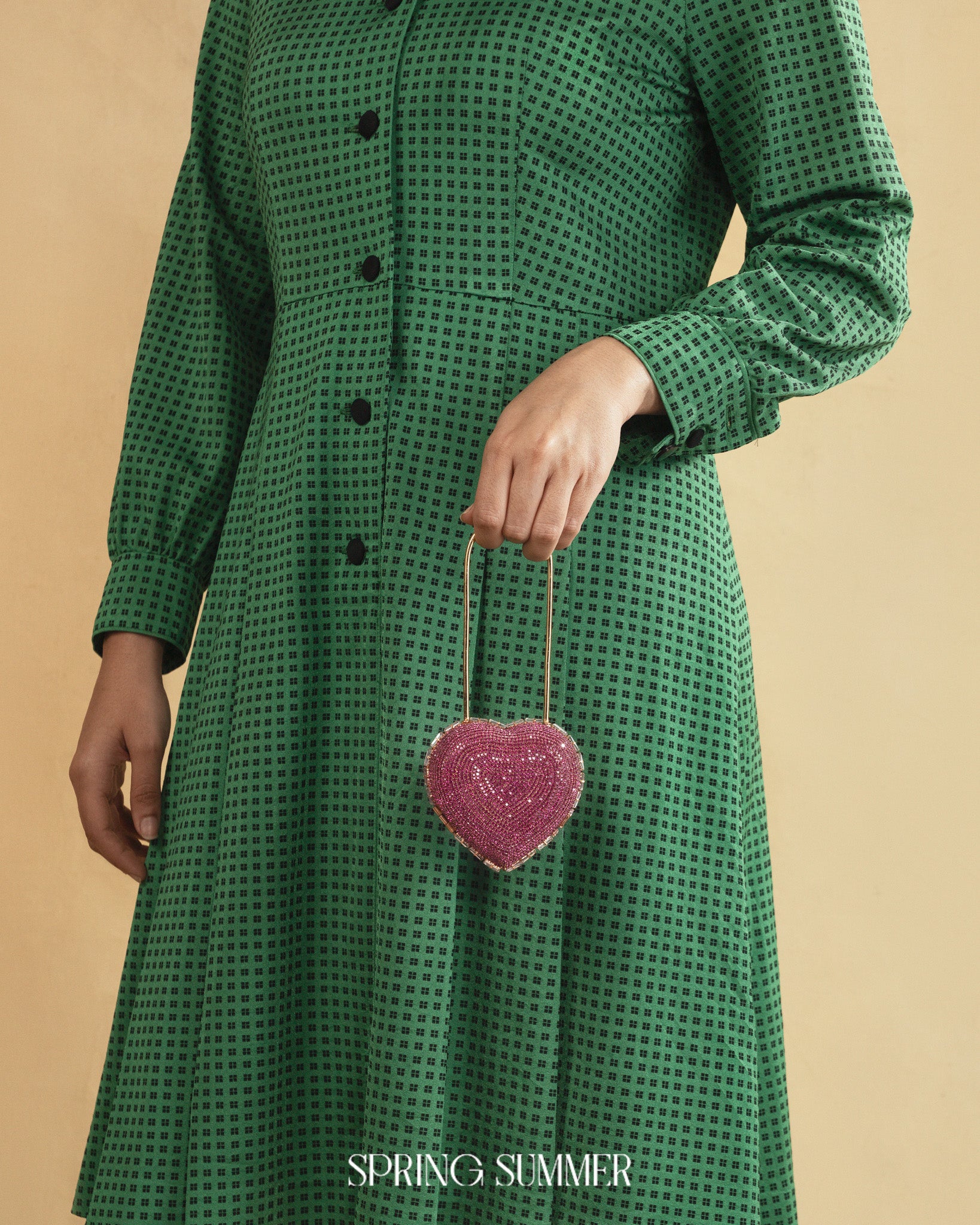 Heart Lock Nano Bag in Hot Pink