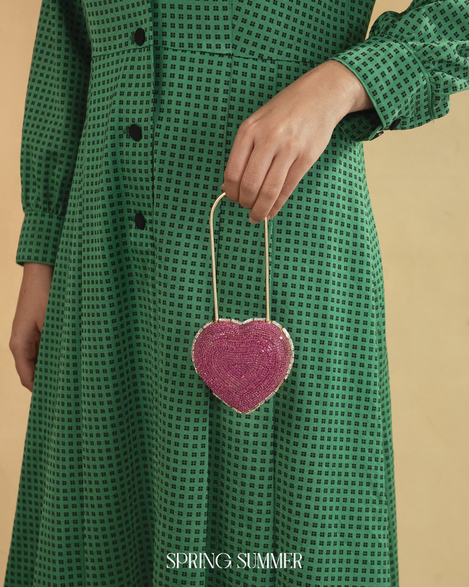 Heart Lock Nano Bag in Hot Pink