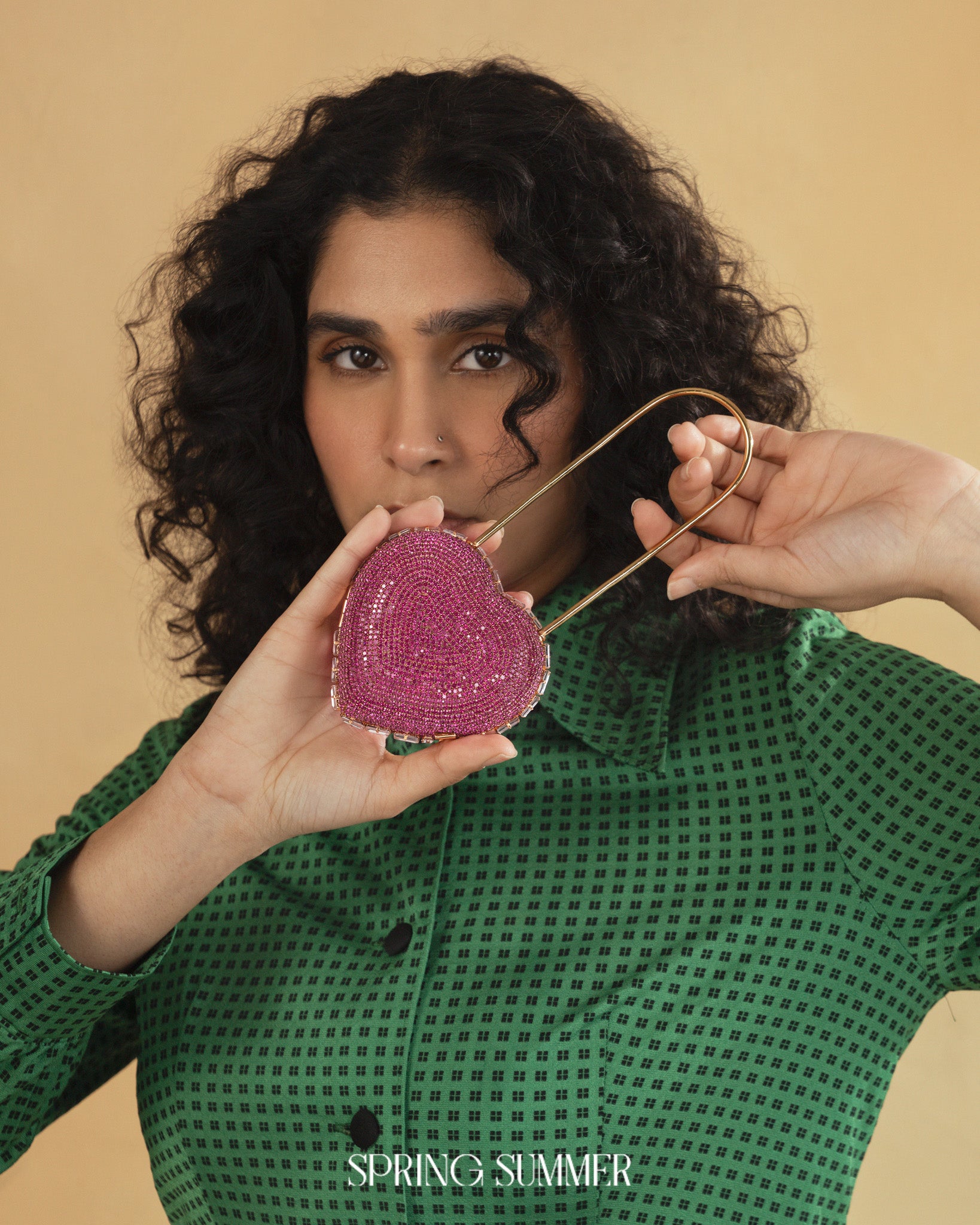 Heart Lock Nano Bag in Hot Pink