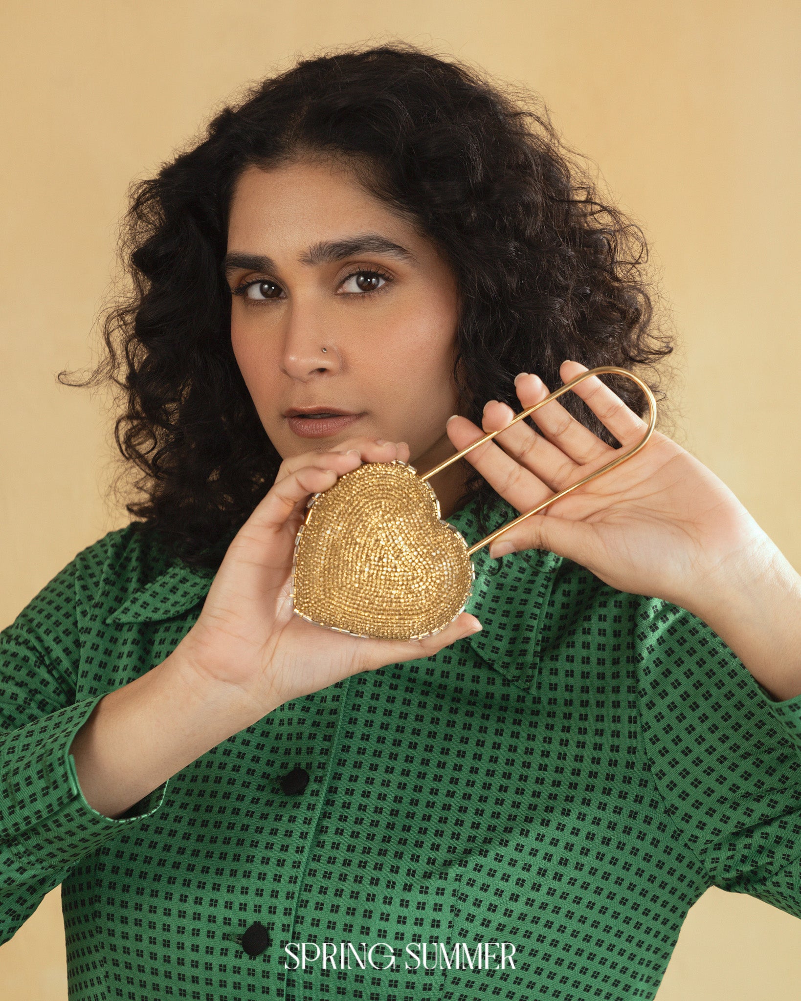 Heart Lock Nano Bag in Champagne Gold