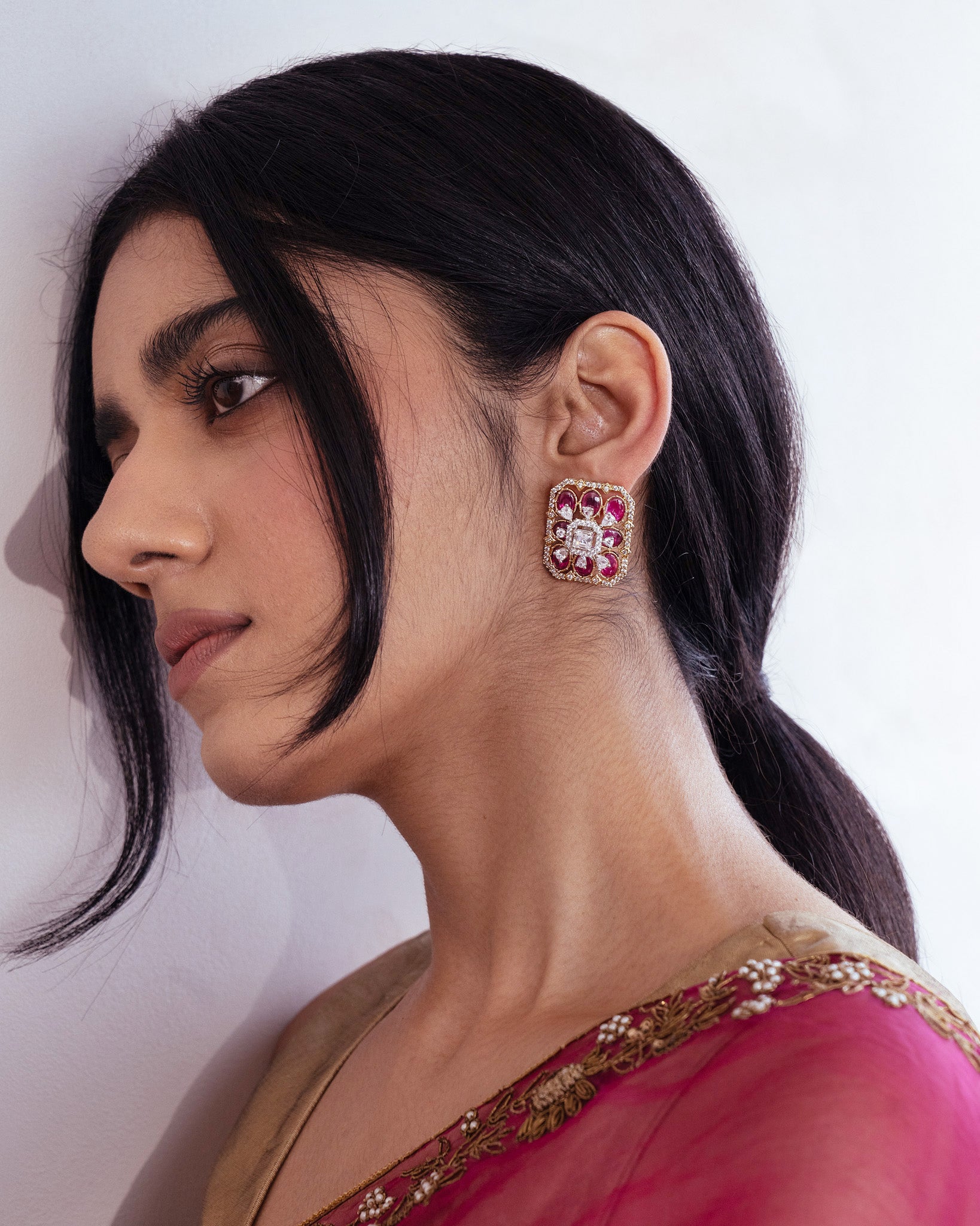 Ruby Red Zircon Studs