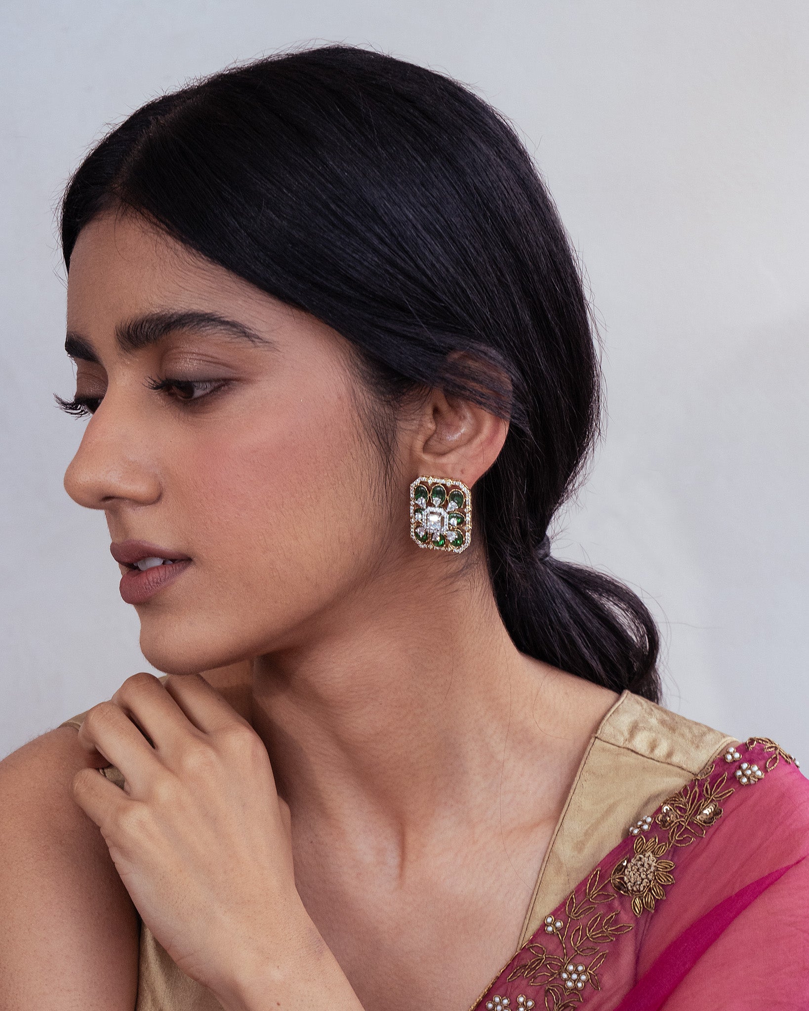 Emerald Green Zircon Studs