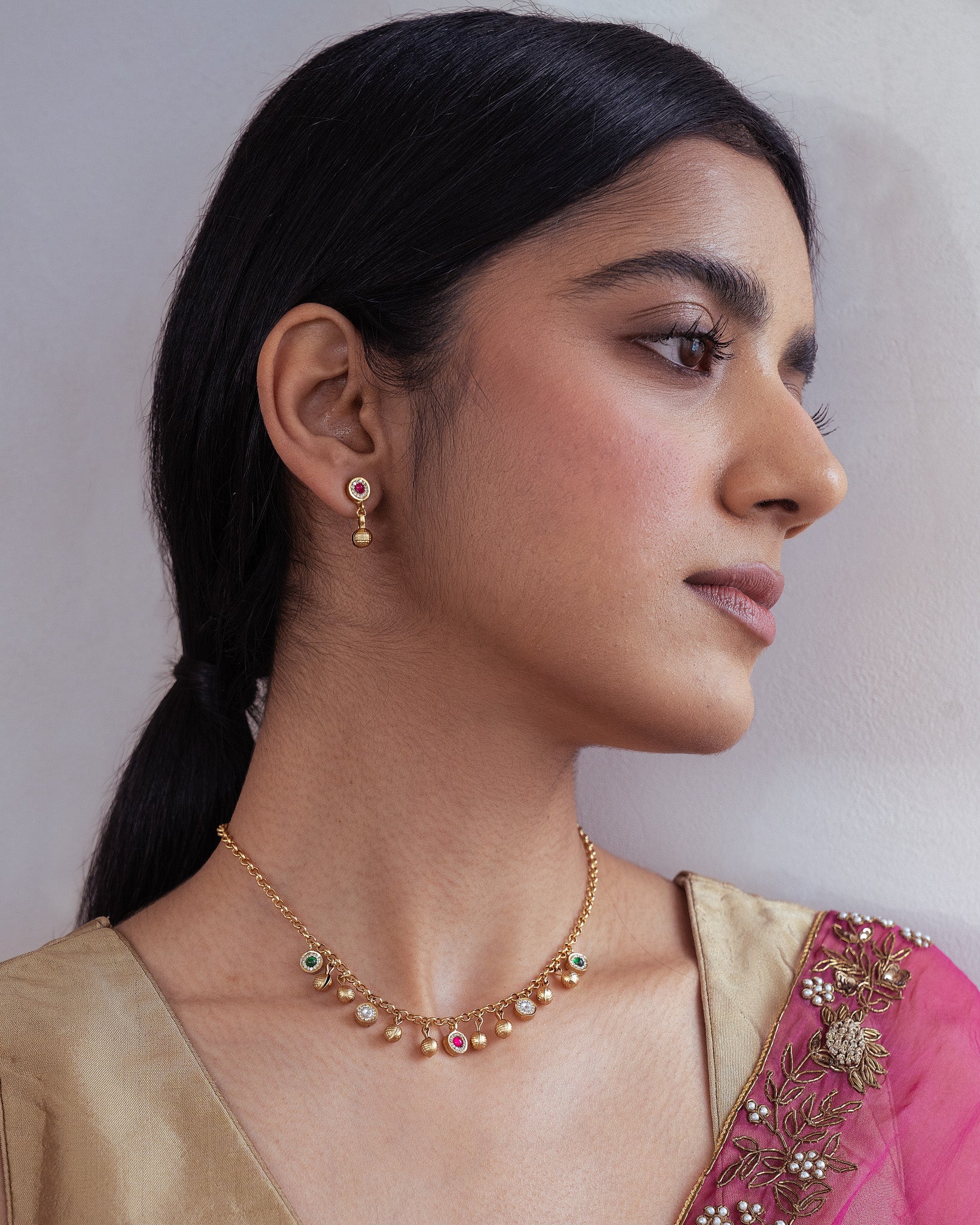 Lara Multi-Color Gold Necklace Set