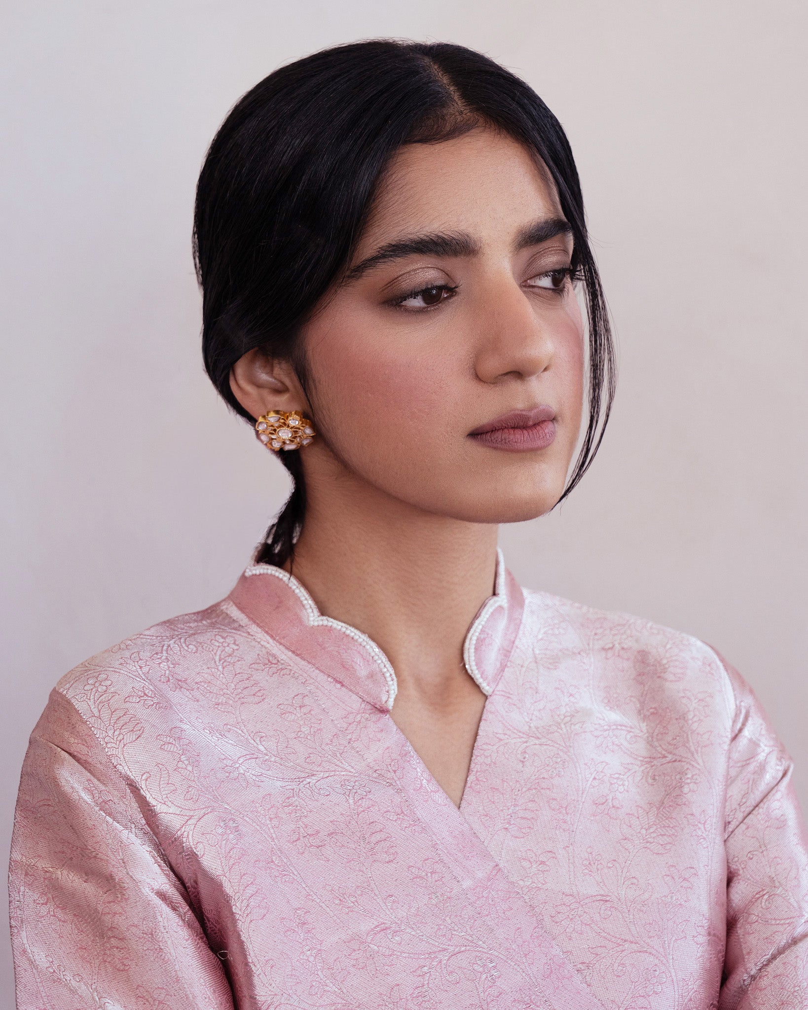 Subi Flora Gold Kundan Studs