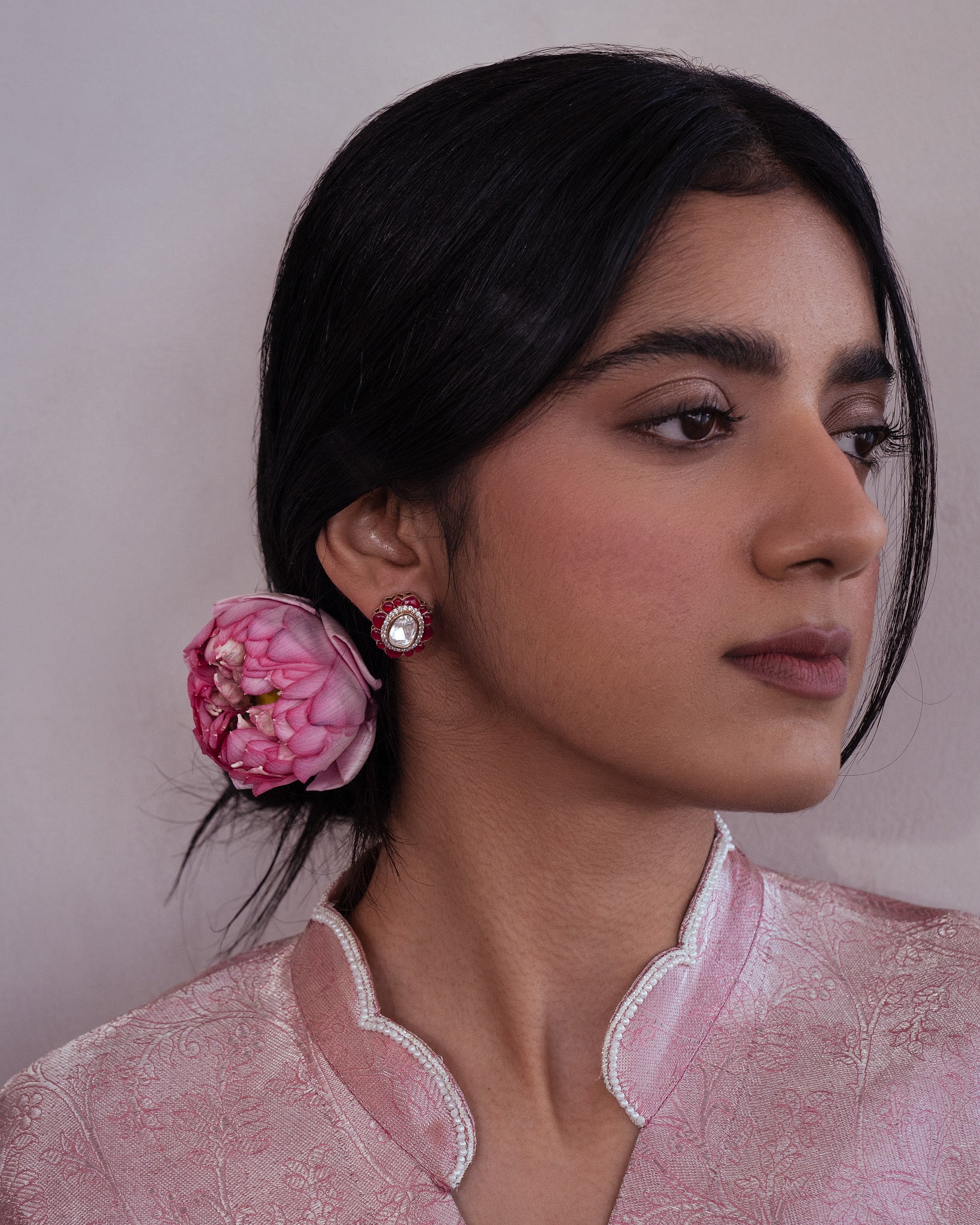 Ruby Red Kundan Studs