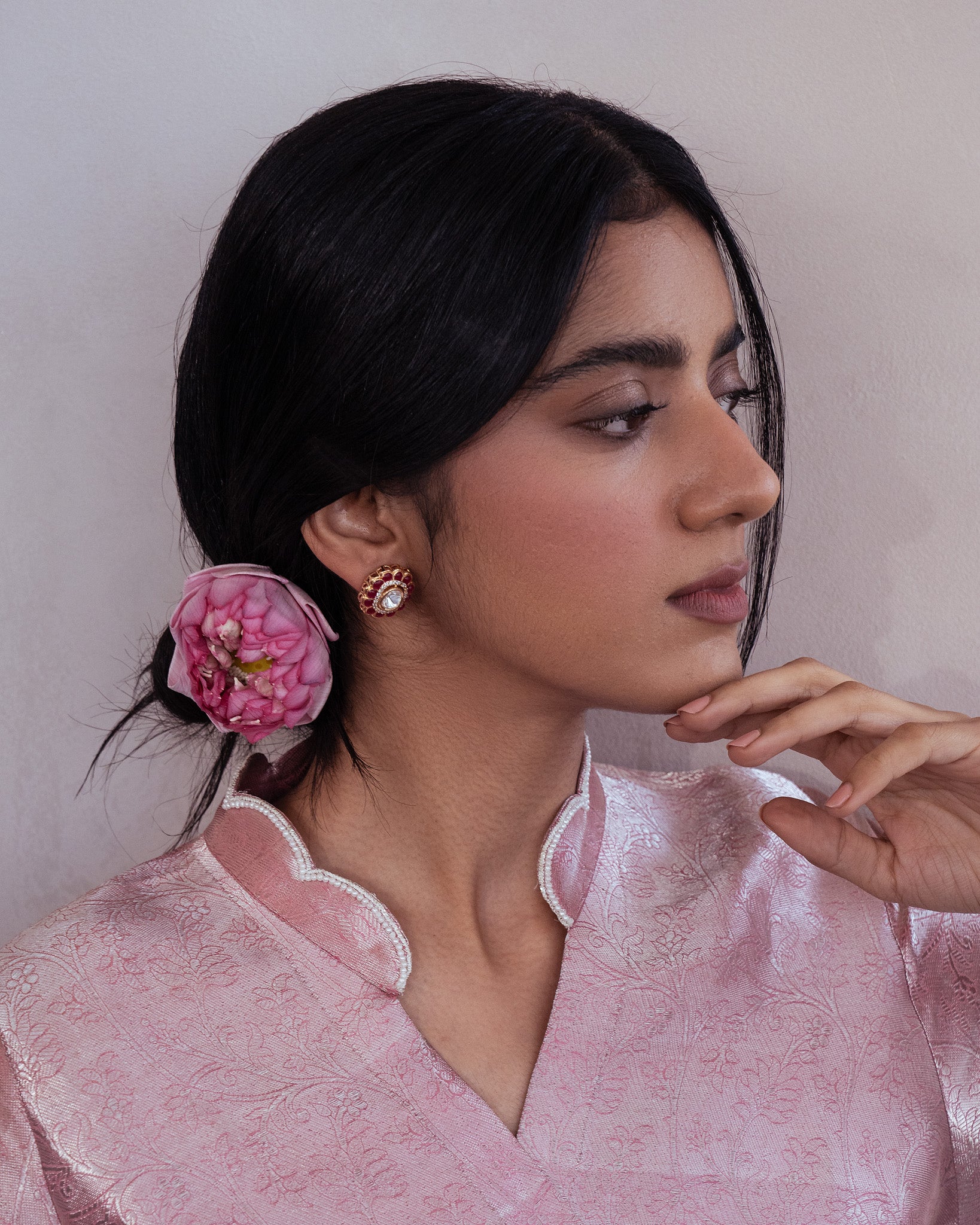 Ruby Red CZ Kundan Studs