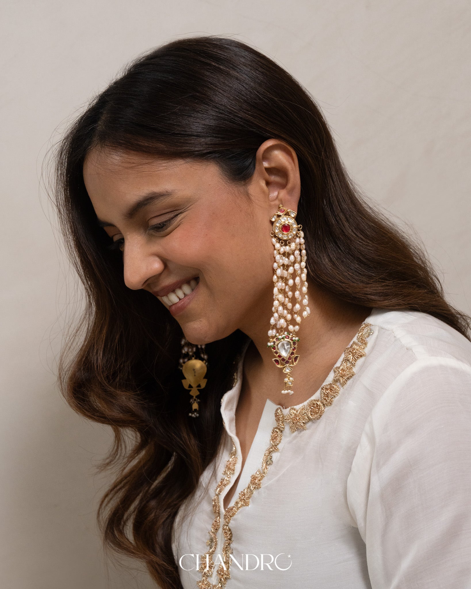 Mandala Waterfall Pearls Earrings