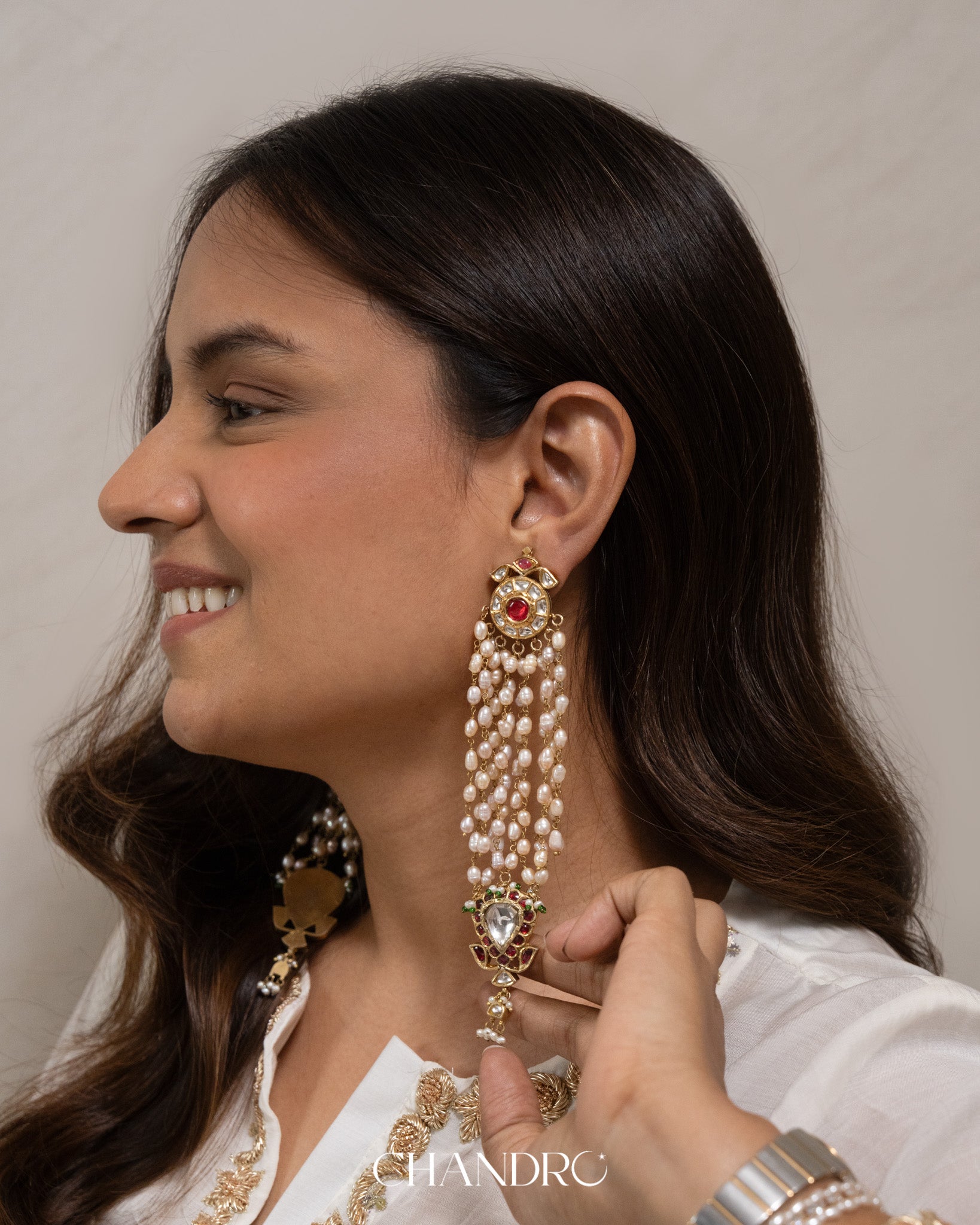 Mandala Waterfall Pearls Earrings