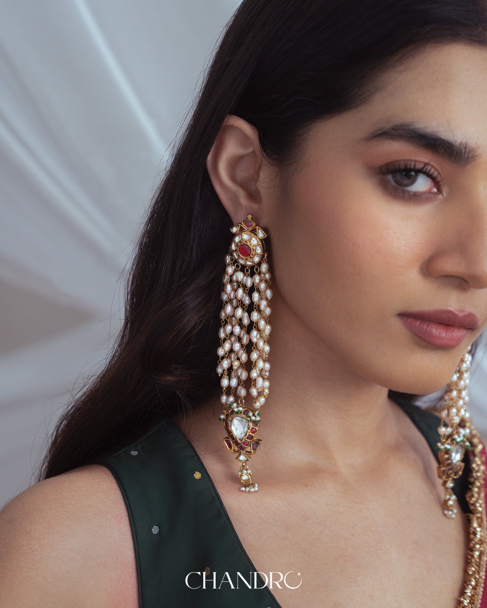 Mandala Waterfall Pearls Earrings