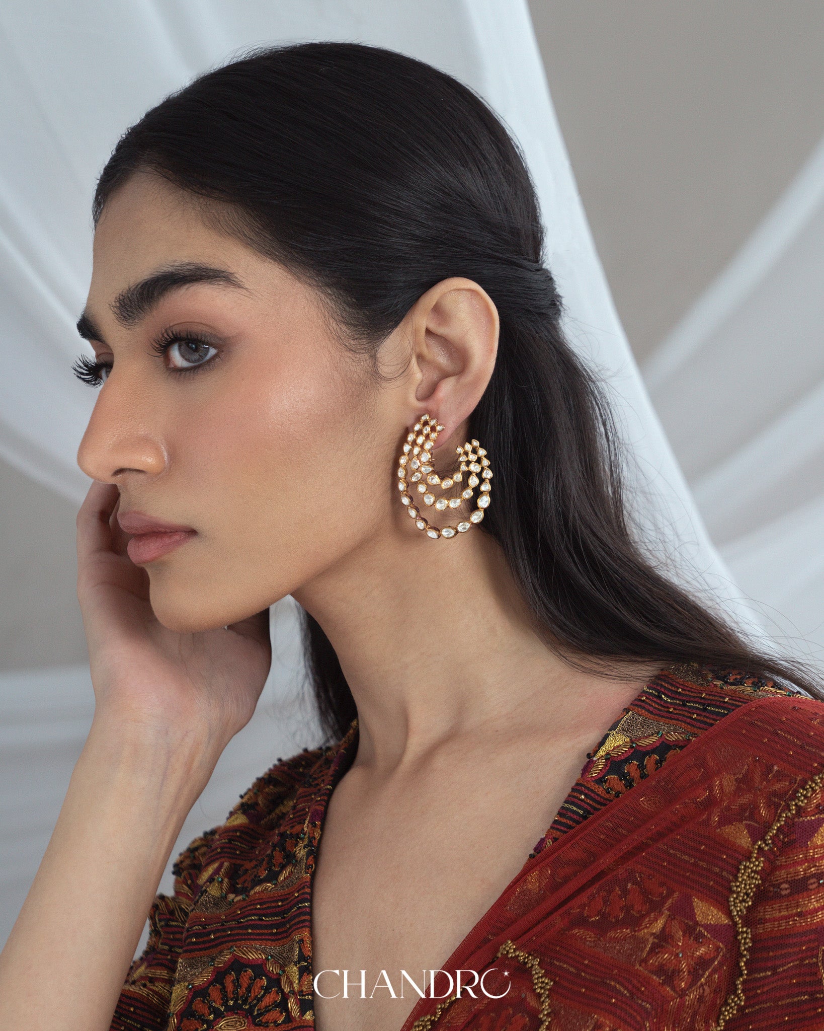 Saru 925 Silver Moissanite Gold Plated Earrings