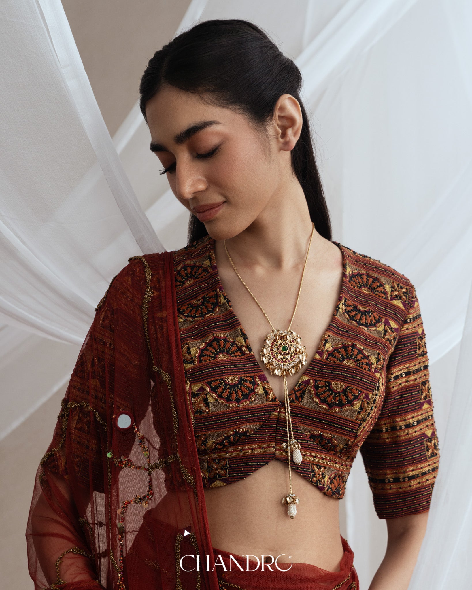 Suna Ruby Red 925 Silver Gold Plated Necklace