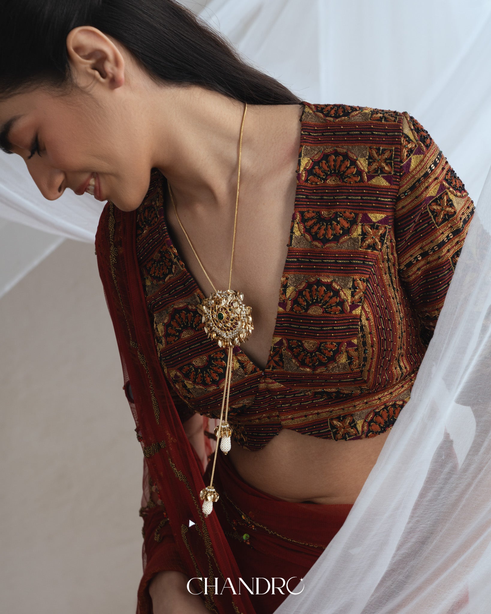 Suna Ruby Red 925 Silver Gold Plated Necklace